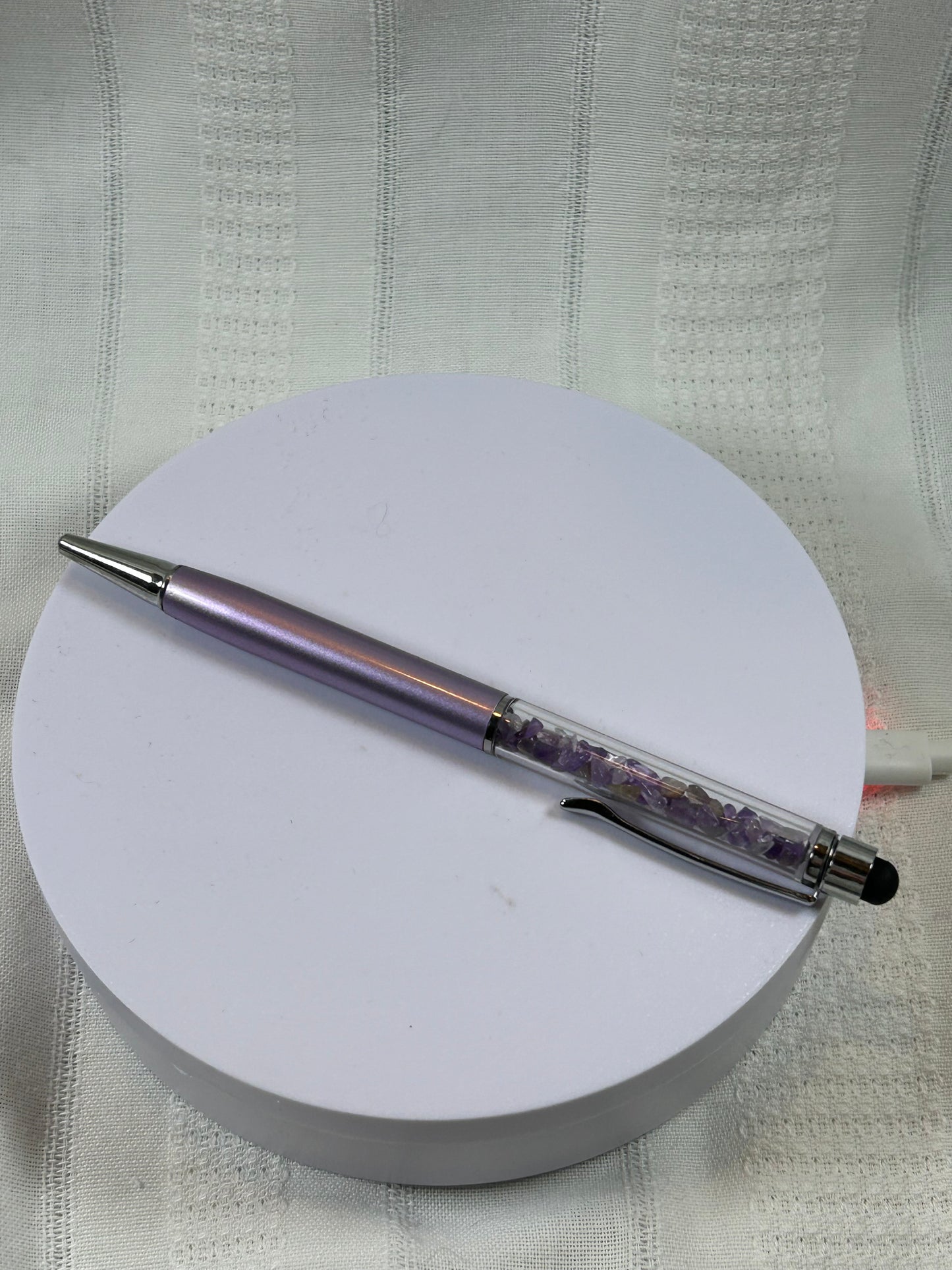 (#225) - AMETHYST CRYSTAL CHIP PEN - NEW