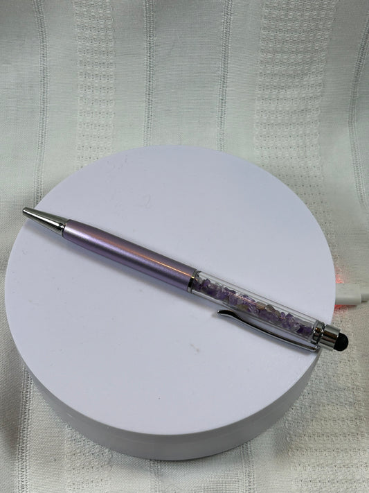(#225) - AMETHYST CRYSTAL CHIP PEN - NEW