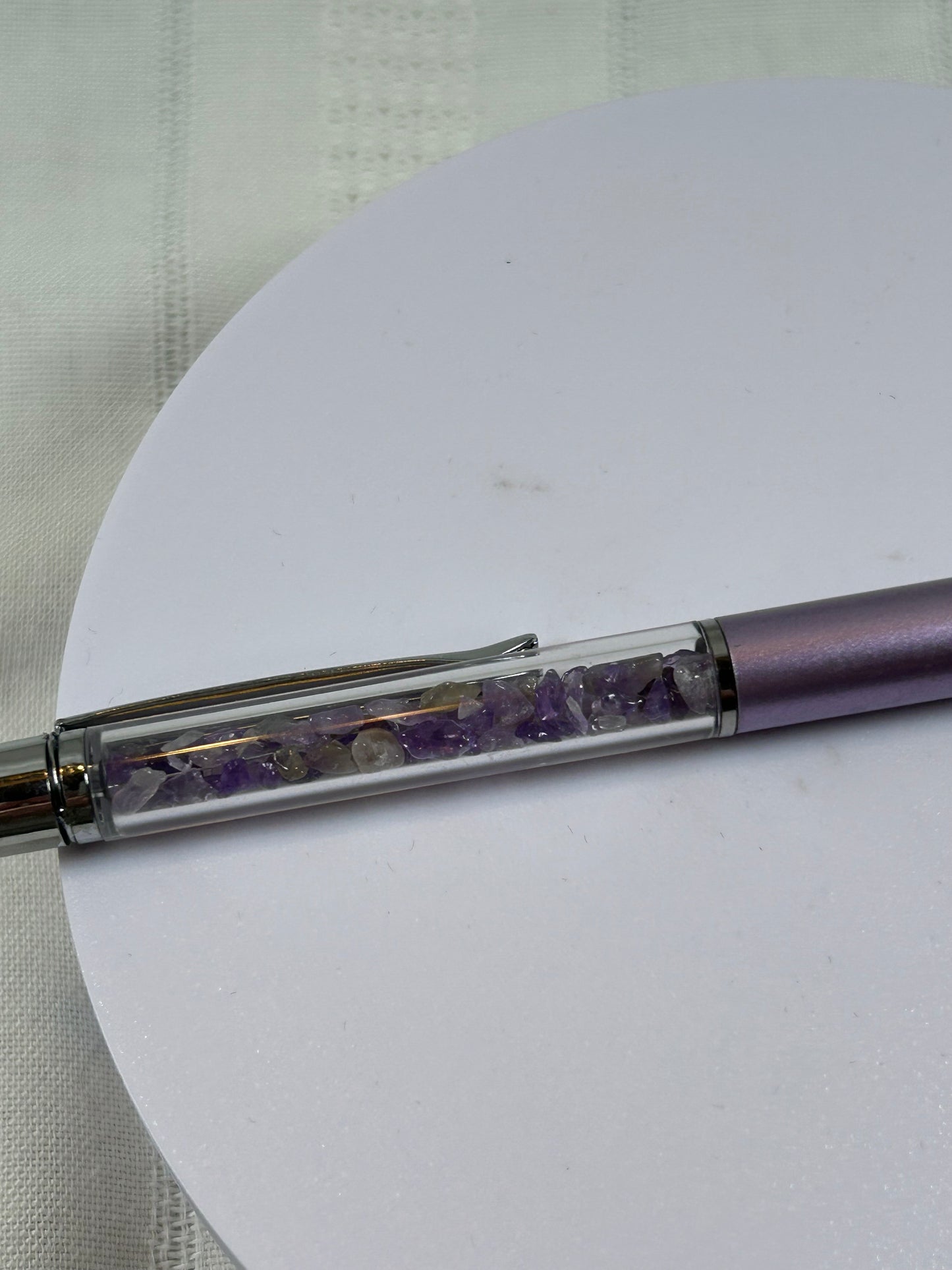 (#225) - AMETHYST CRYSTAL CHIP PEN - NEW