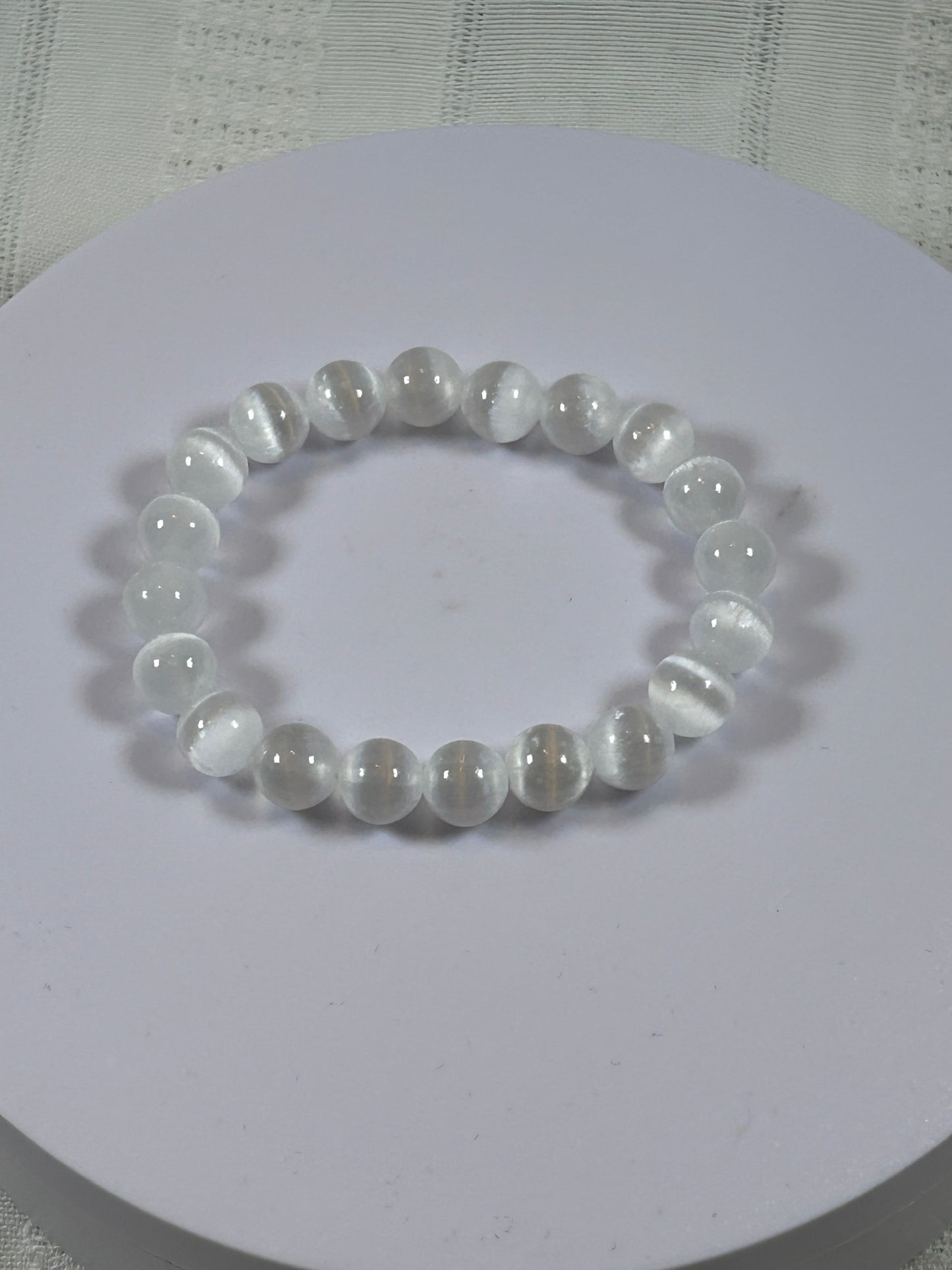 (#192) - SMALLER SATIN SELENITE CRYSTAL BRACELET - NEW