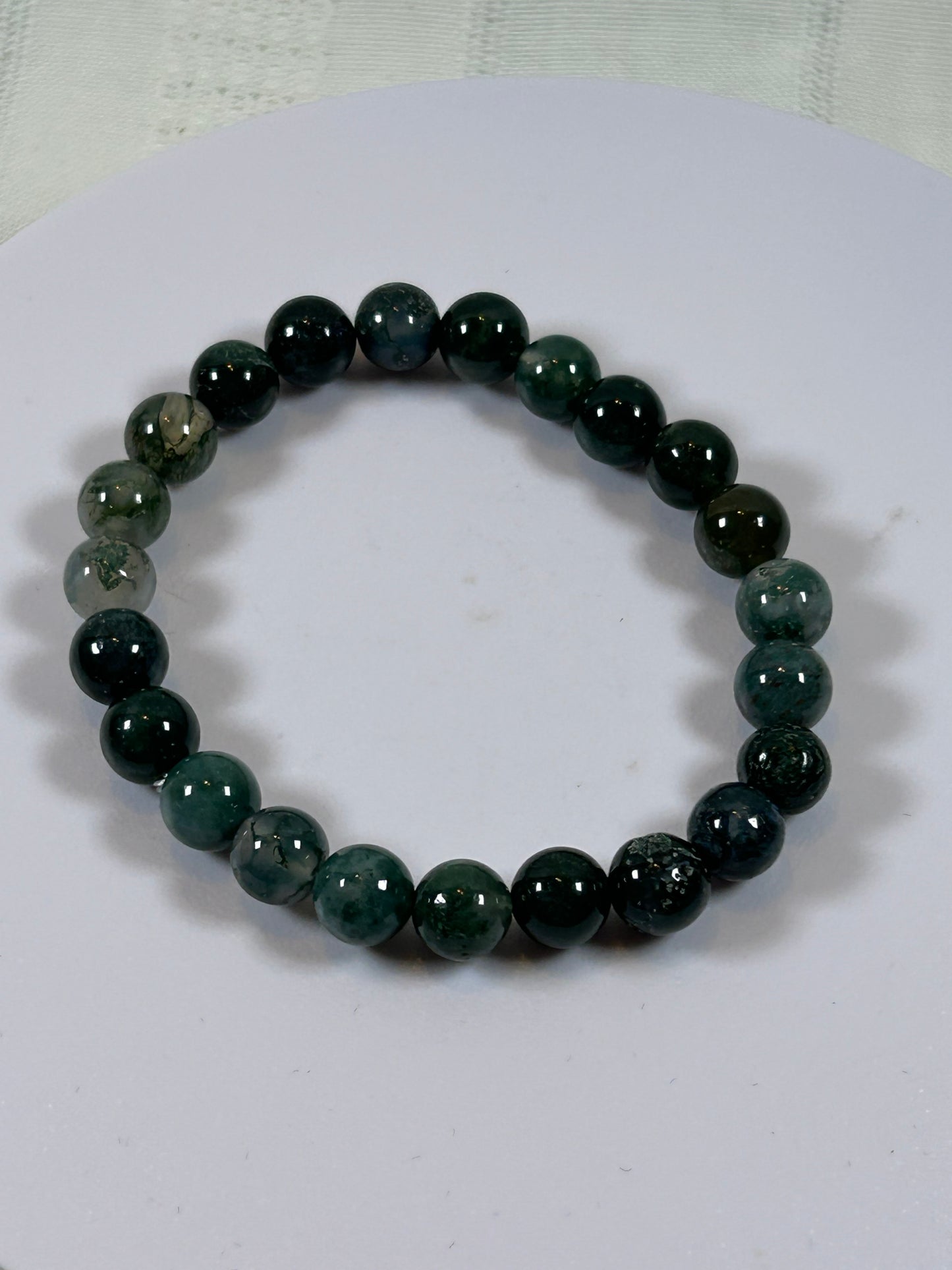 (#196) - MOSS AGATE CRYSTAL BRACELET - NEW