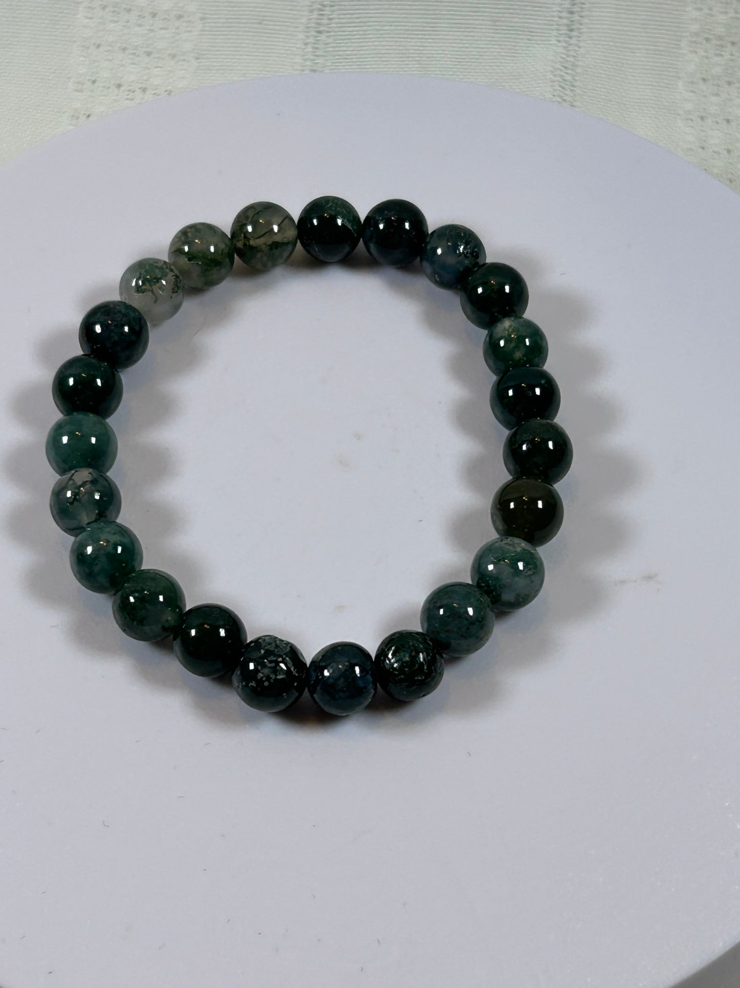 (#196) - MOSS AGATE CRYSTAL BRACELET - NEW