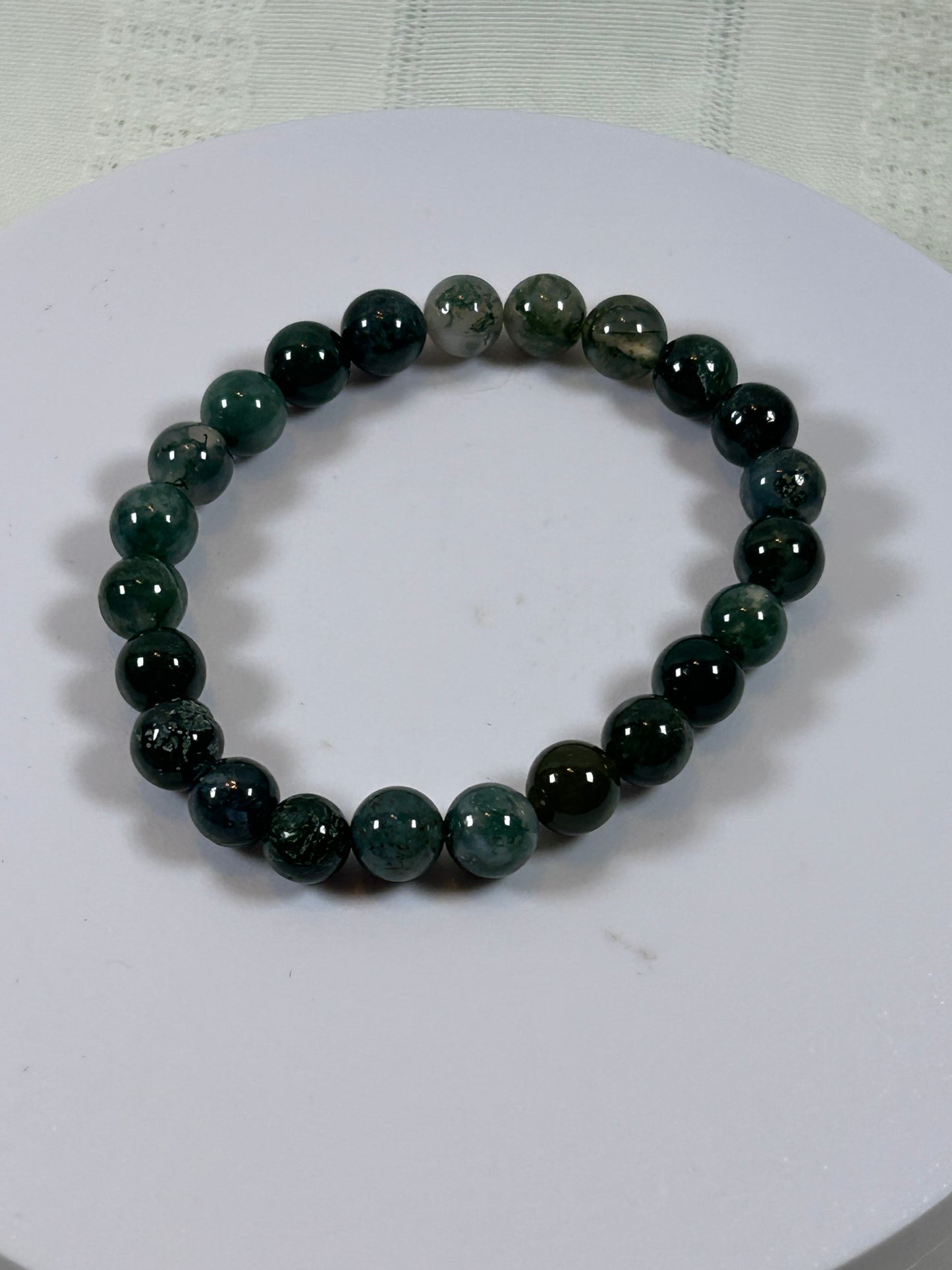 (#196) - MOSS AGATE CRYSTAL BRACELET - NEW