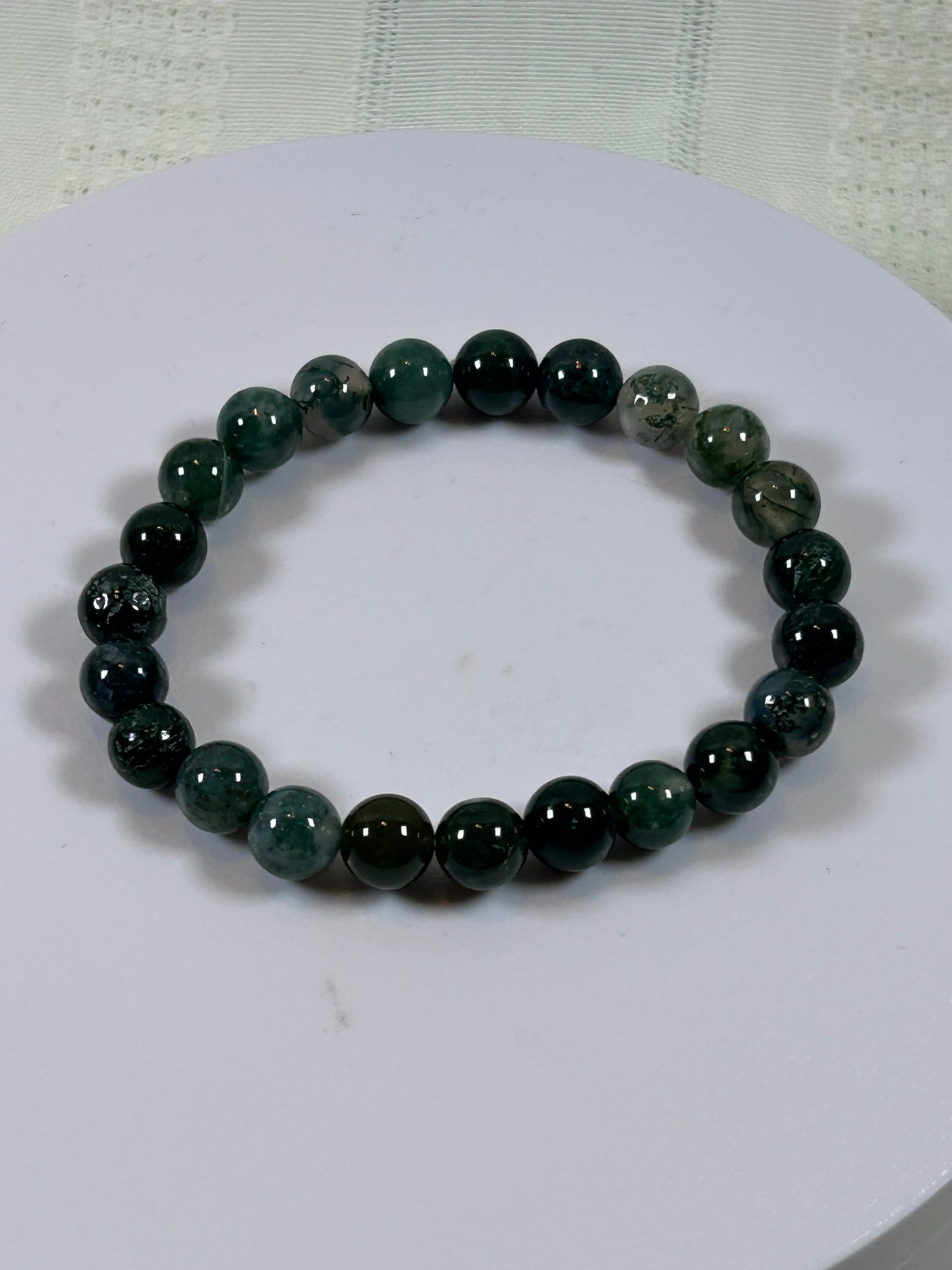 (#196) - MOSS AGATE CRYSTAL BRACELET - NEW