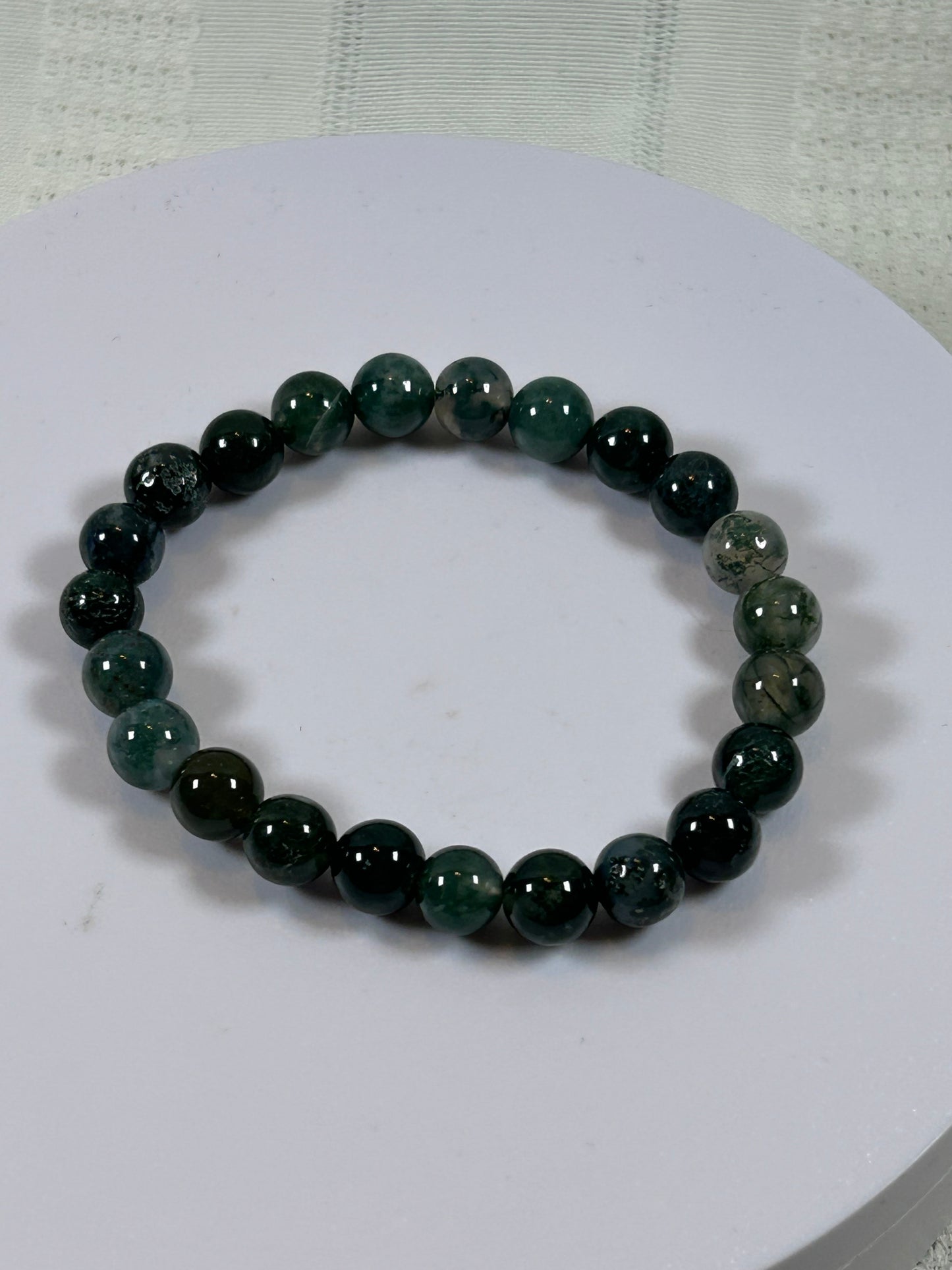 (#196) - MOSS AGATE CRYSTAL BRACELET - NEW