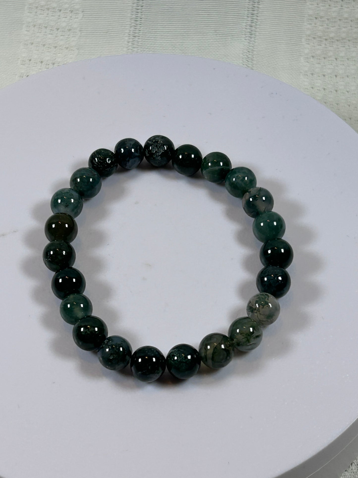 (#196) - MOSS AGATE CRYSTAL BRACELET - NEW