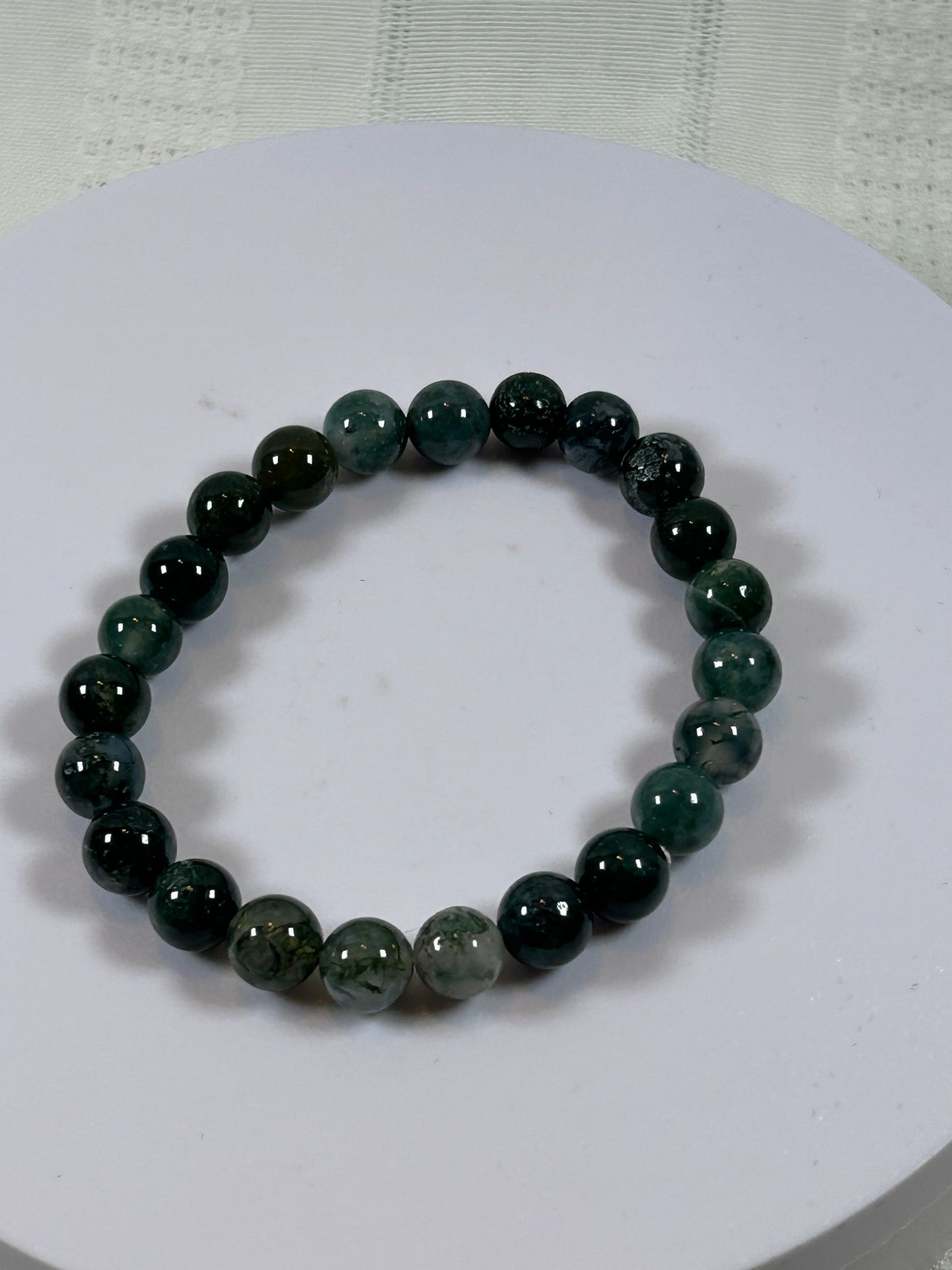 (#196) - MOSS AGATE CRYSTAL BRACELET - NEW