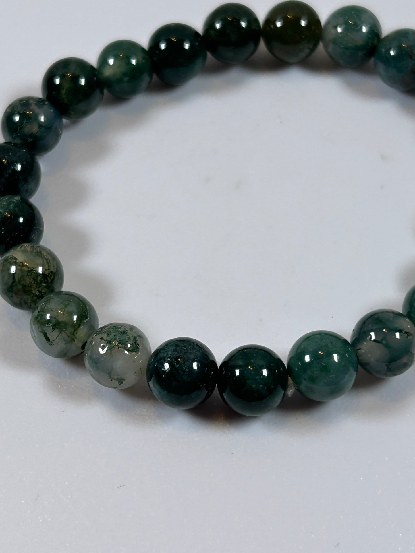 (#196) - MOSS AGATE CRYSTAL BRACELET - NEW