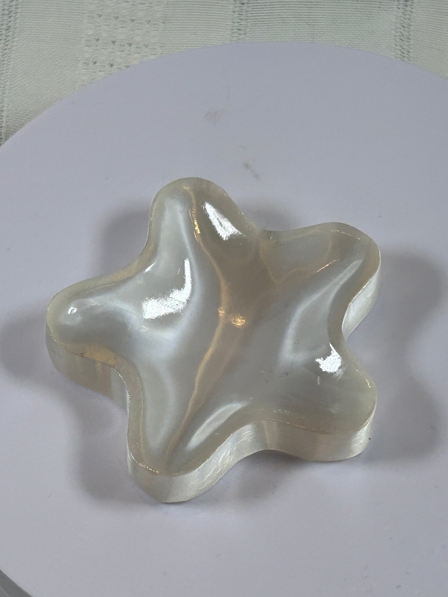 (#200) - SATIN SELENITE STAR SPHERE HOLDER - NEW