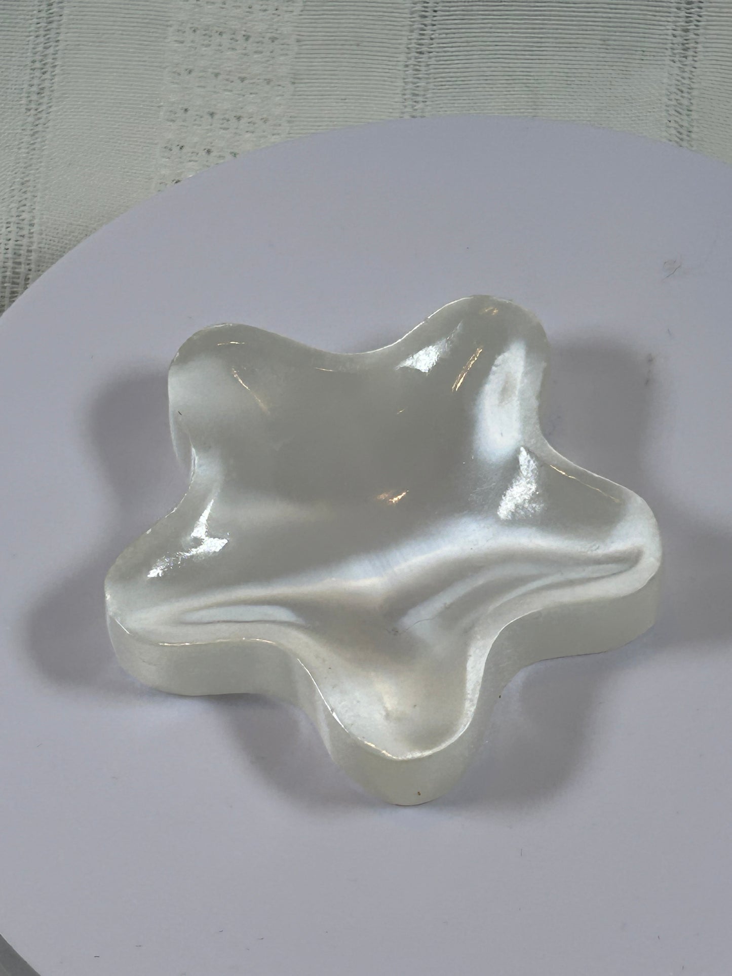 (#200) - SATIN SELENITE STAR SPHERE HOLDER - NEW
