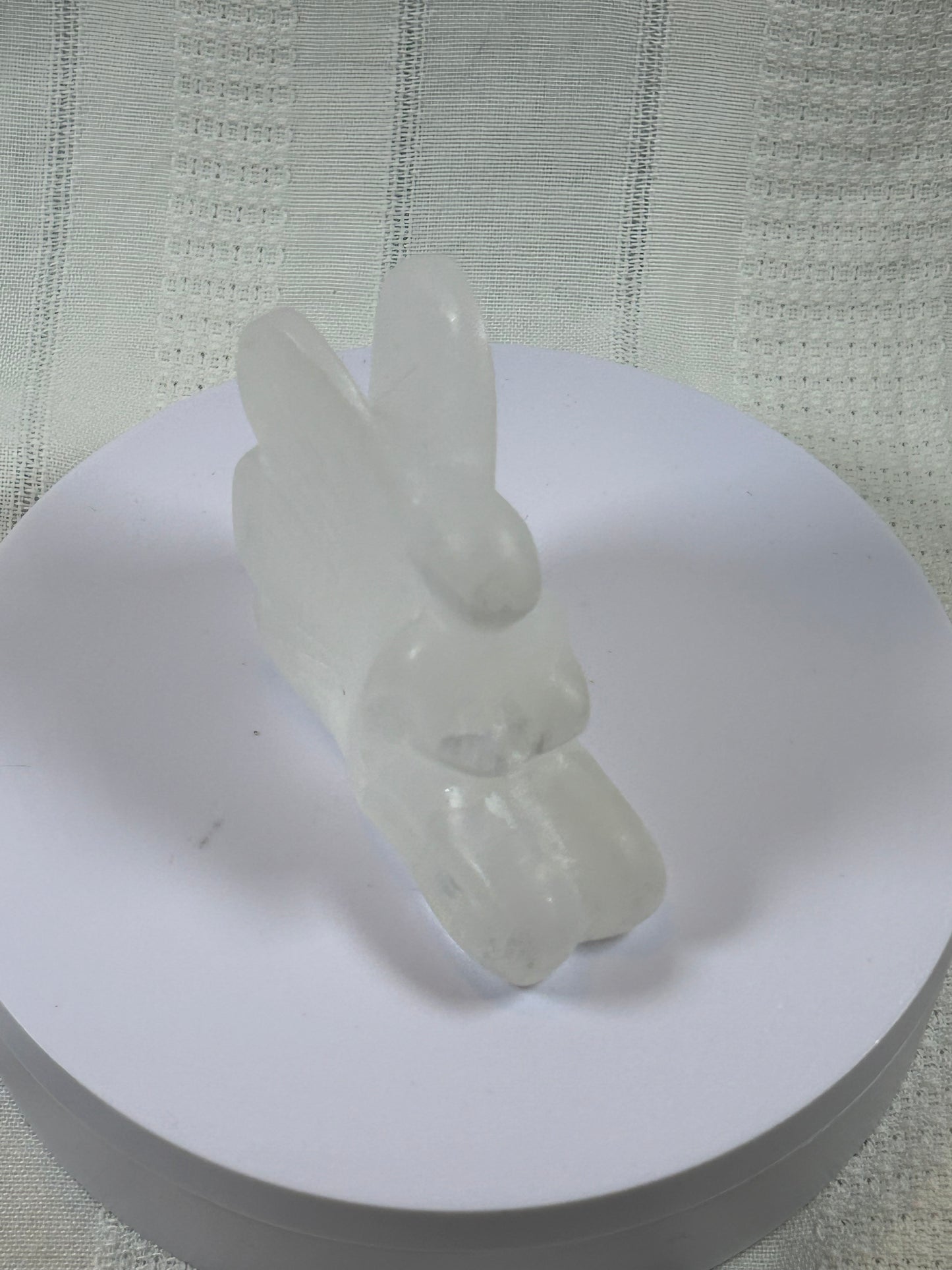 (#201) - SATIN SELENITE ANGEL CARVING - NEW