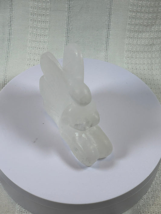 (#201) - SATIN SELENITE ANGEL CARVING - NEW