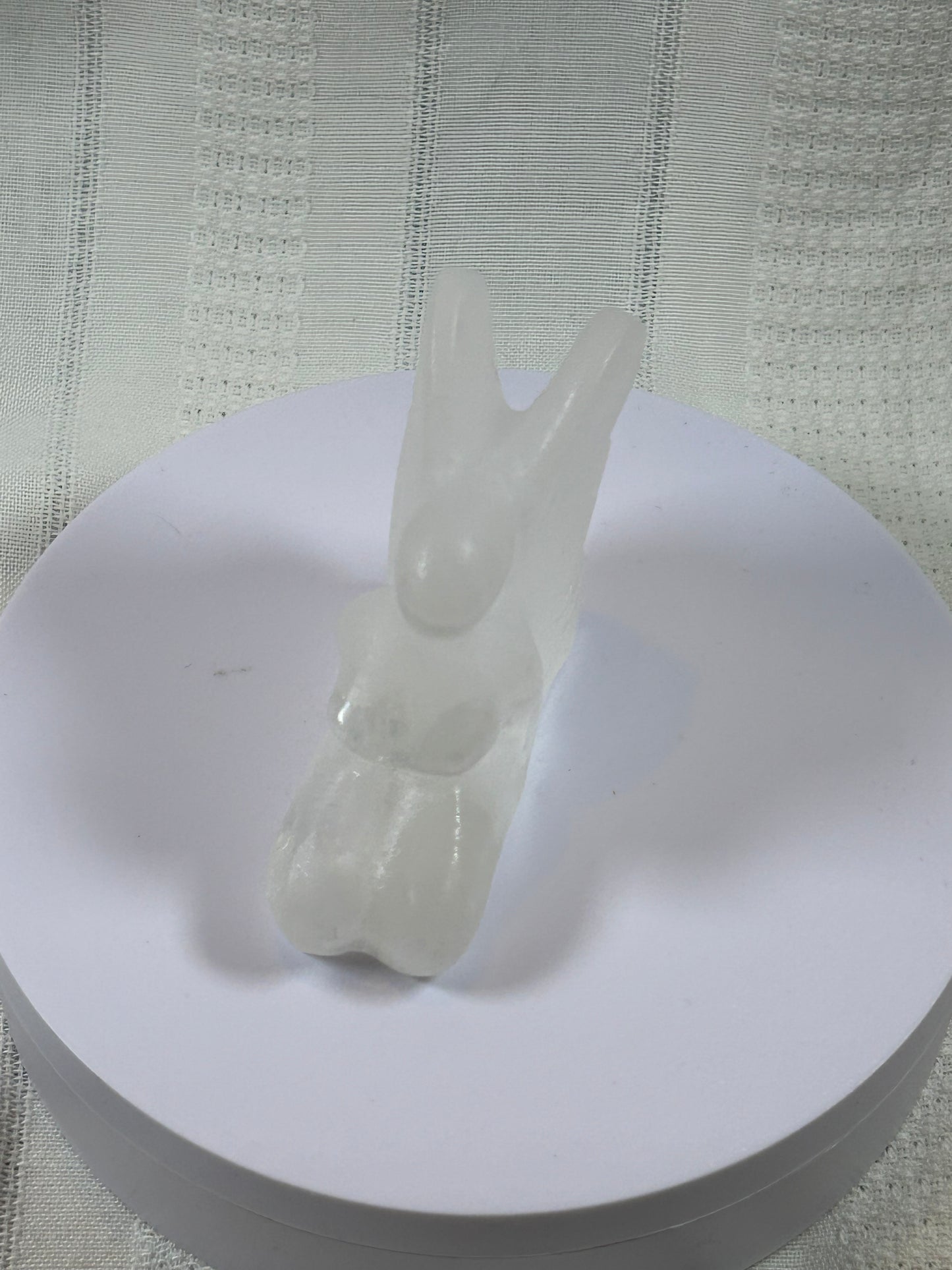 (#201) - SATIN SELENITE ANGEL CARVING - NEW