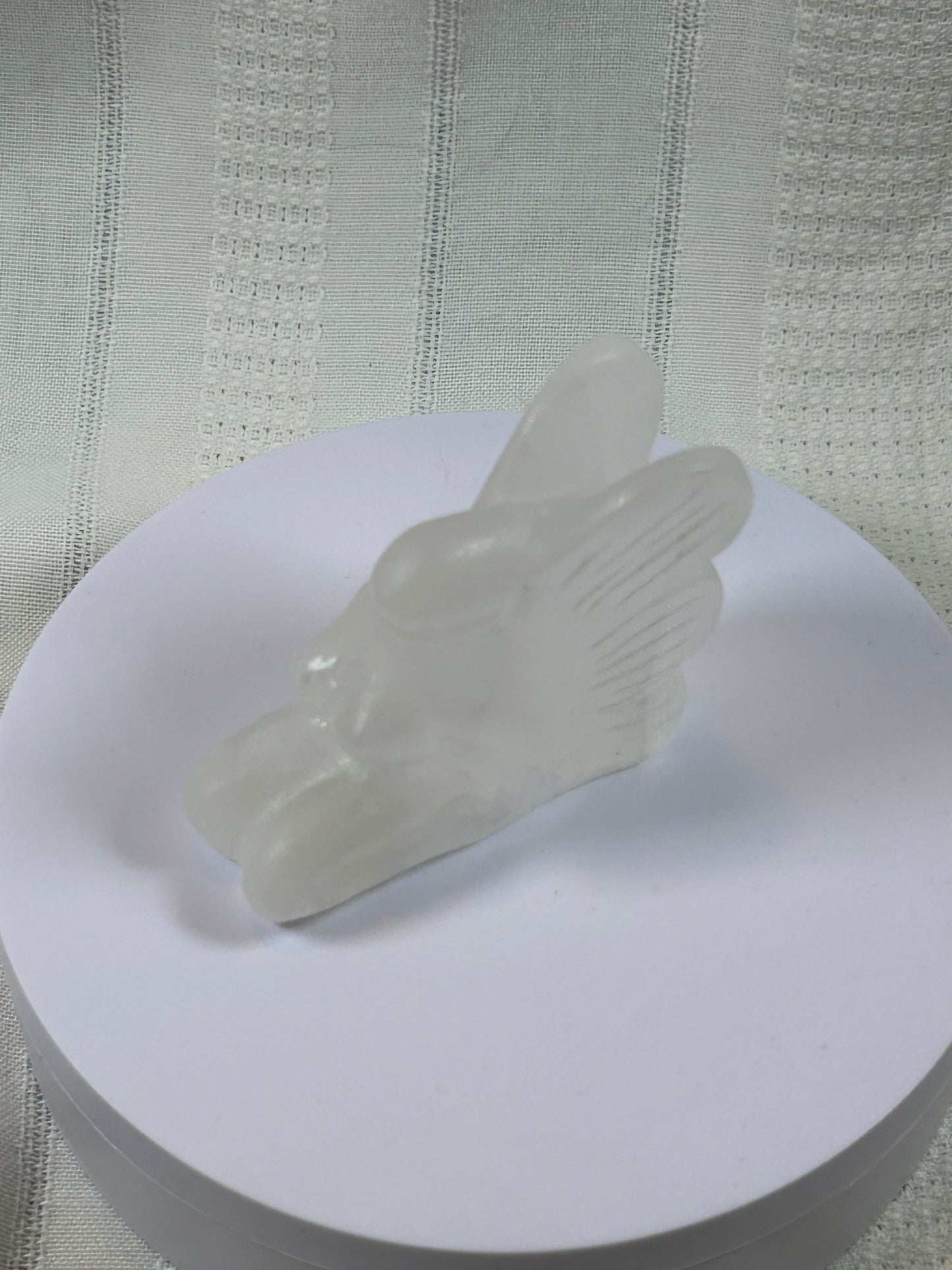 (#201) - SATIN SELENITE ANGEL CARVING - NEW
