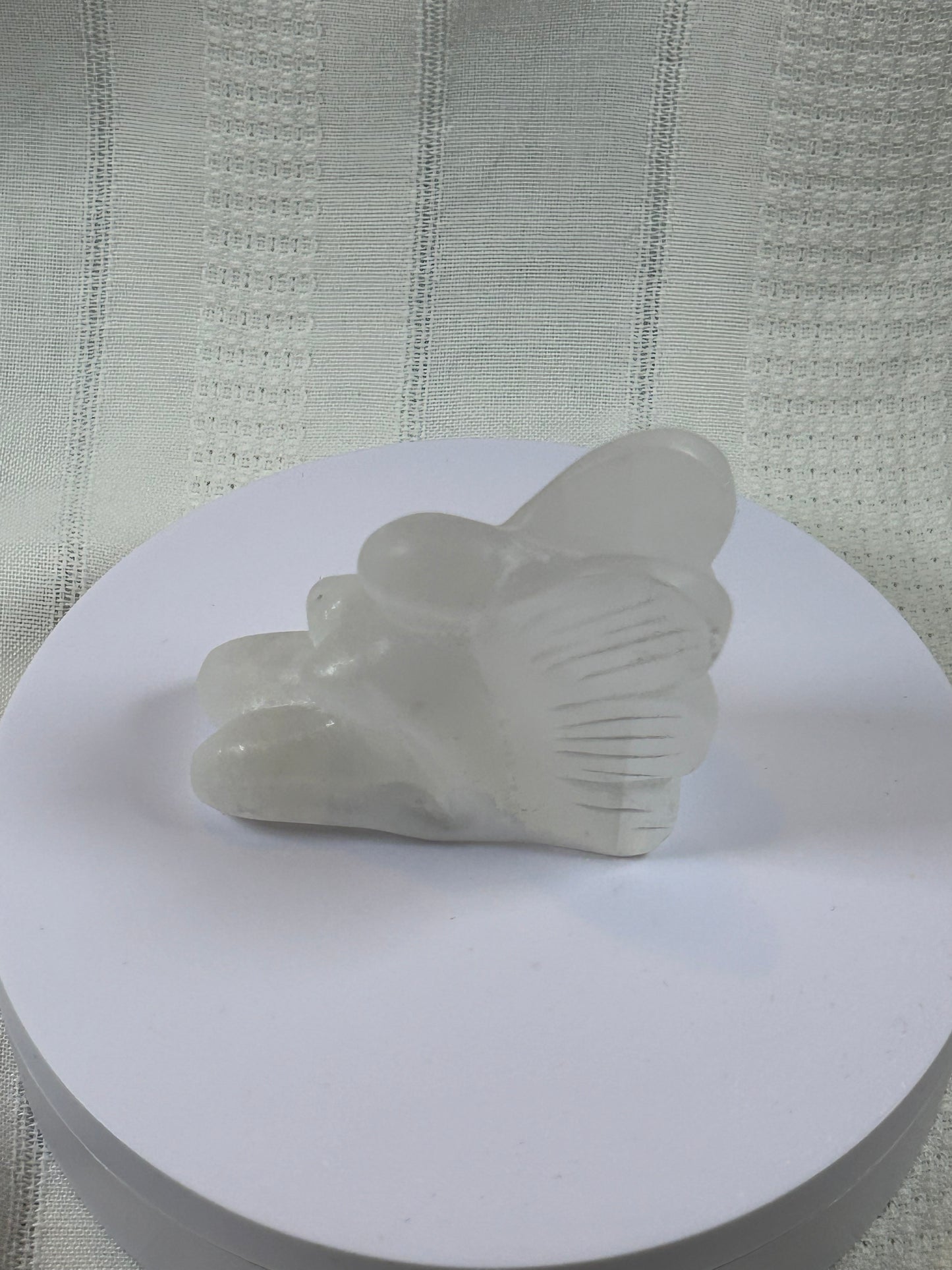 (#201) - SATIN SELENITE ANGEL CARVING - NEW