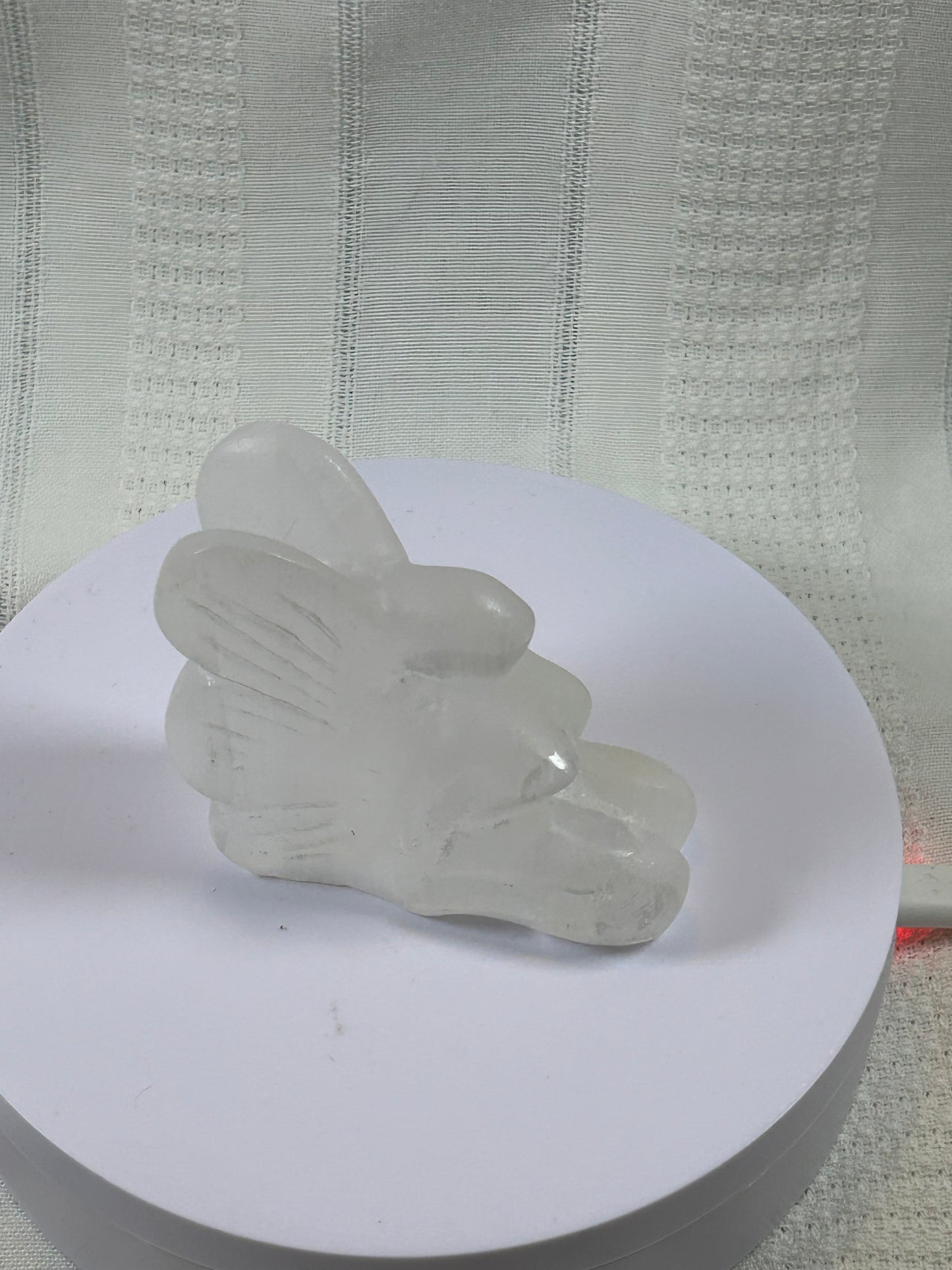 (#201) - SATIN SELENITE ANGEL CARVING - NEW