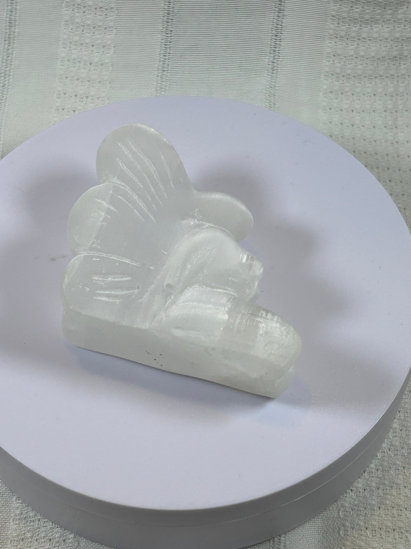 (#201) - SATIN SELENITE ANGEL CARVING - NEW