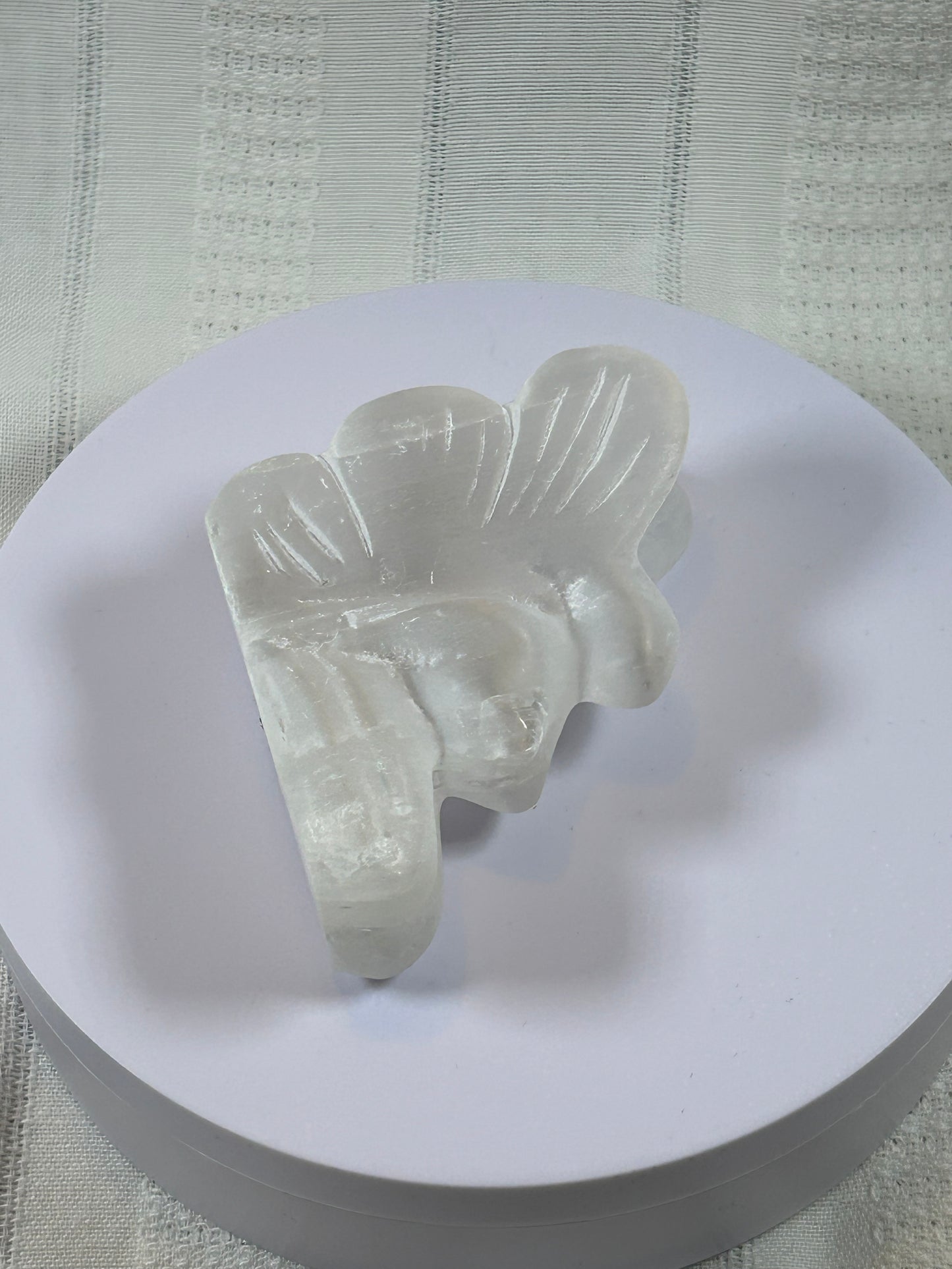 (#201) - SATIN SELENITE ANGEL CARVING - NEW