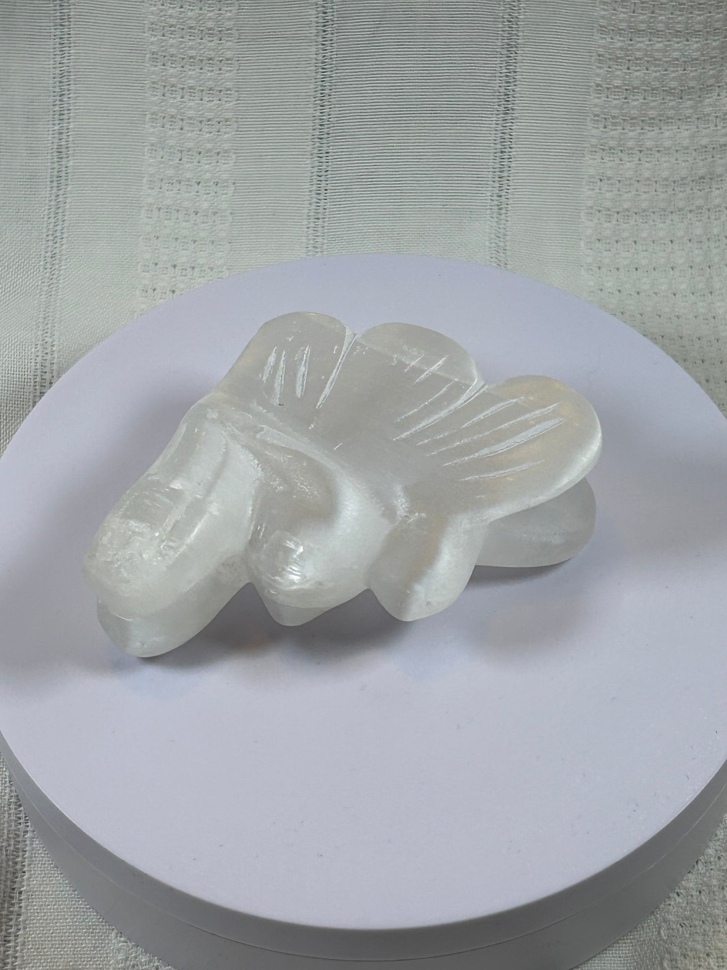 (#201) - SATIN SELENITE ANGEL CARVING - NEW