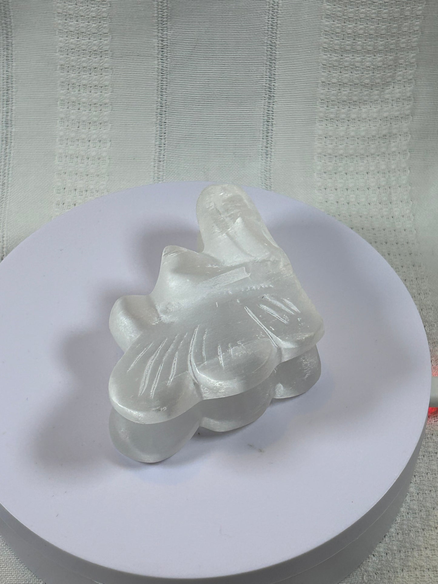 (#201) - SATIN SELENITE ANGEL CARVING - NEW