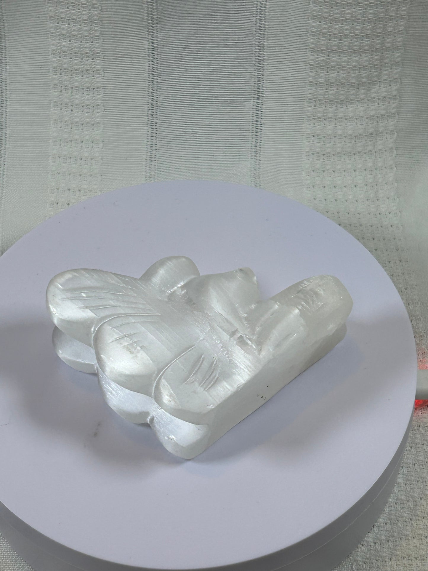 (#201) - SATIN SELENITE ANGEL CARVING - NEW