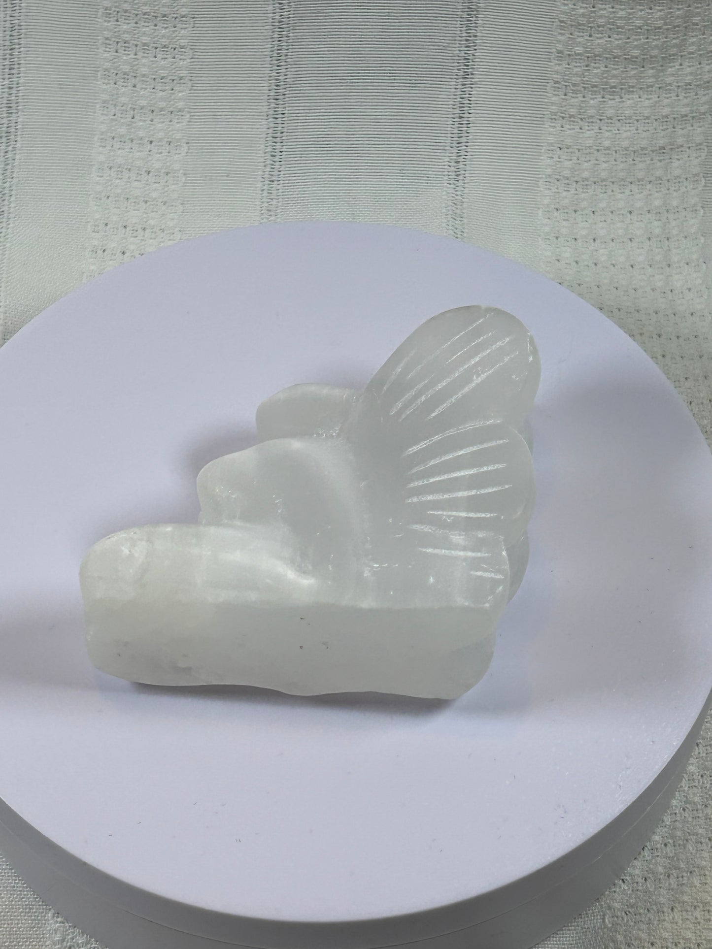 (#201) - SATIN SELENITE ANGEL CARVING - NEW