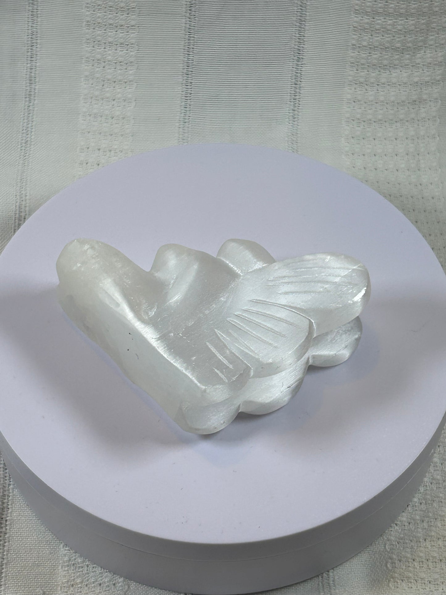 (#201) - SATIN SELENITE ANGEL CARVING - NEW