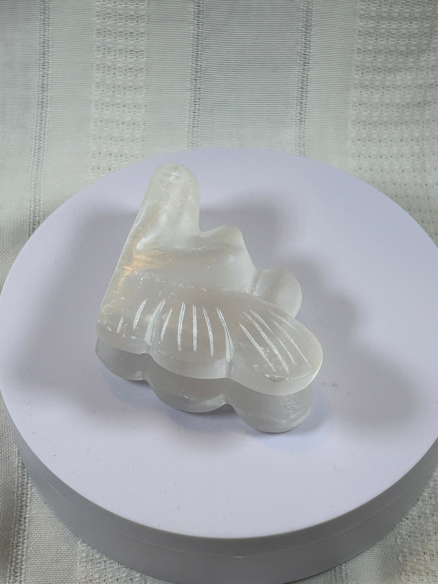 (#201) - SATIN SELENITE ANGEL CARVING - NEW