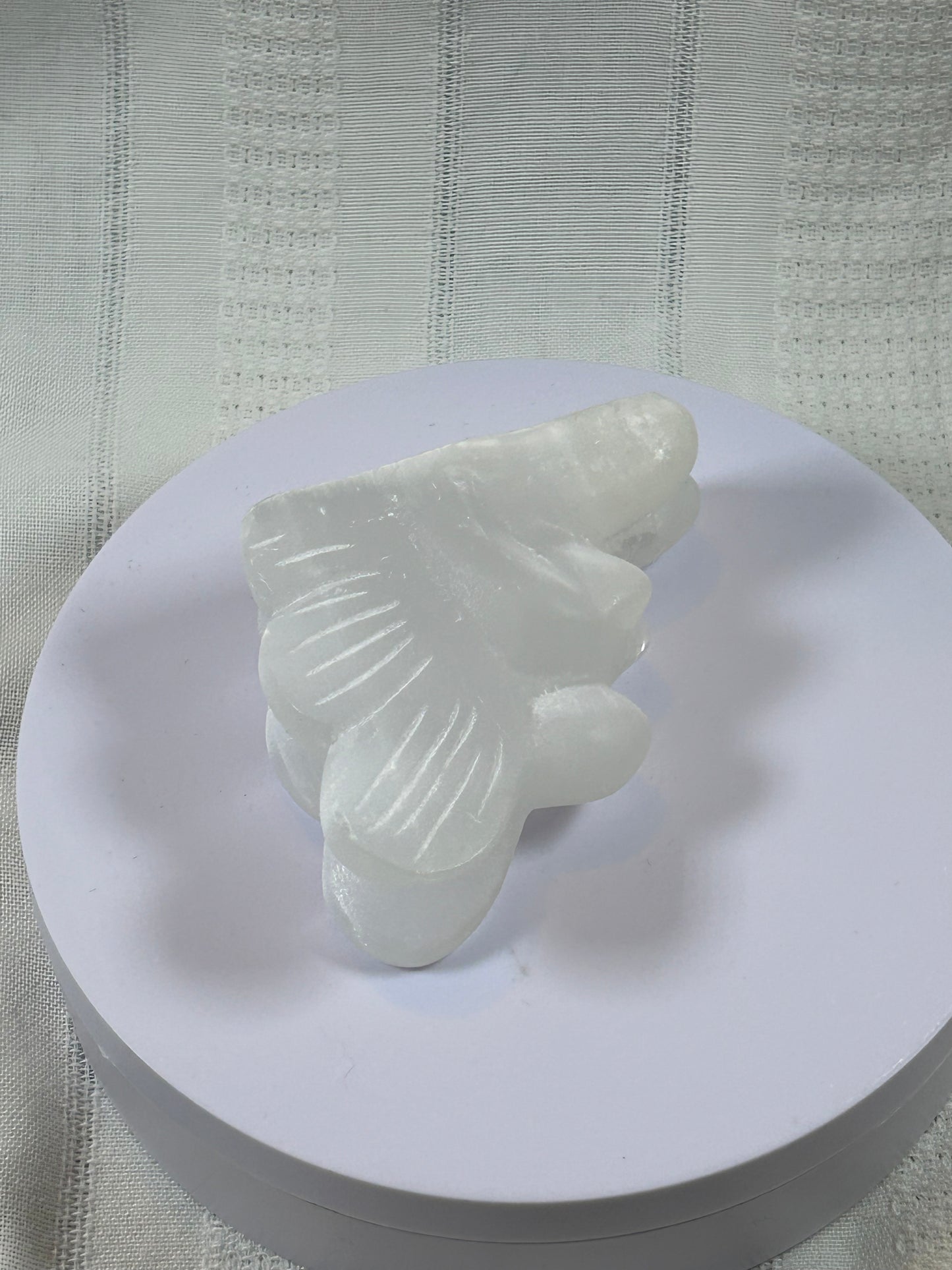 (#201) - SATIN SELENITE ANGEL CARVING - NEW