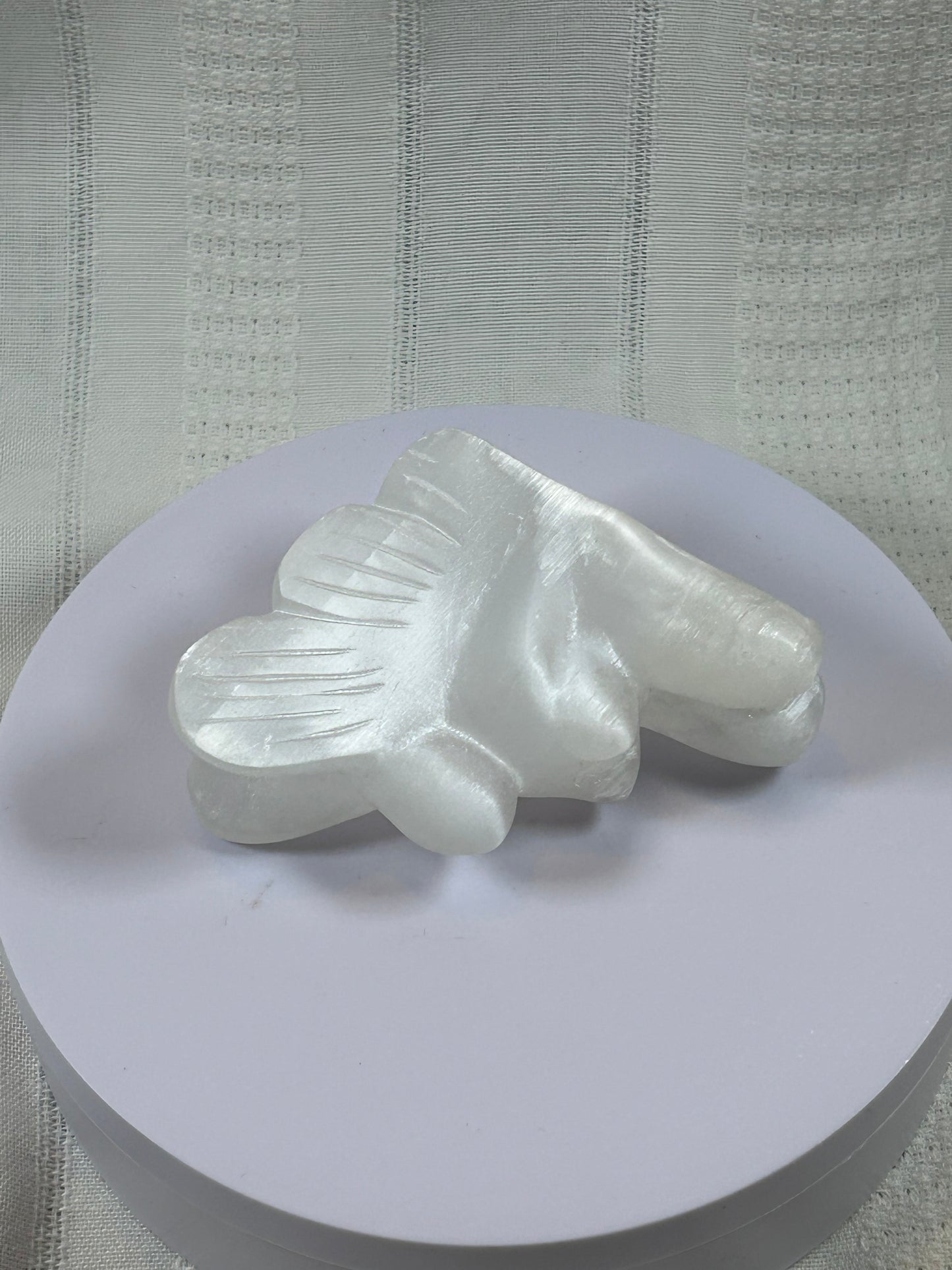(#201) - SATIN SELENITE ANGEL CARVING - NEW