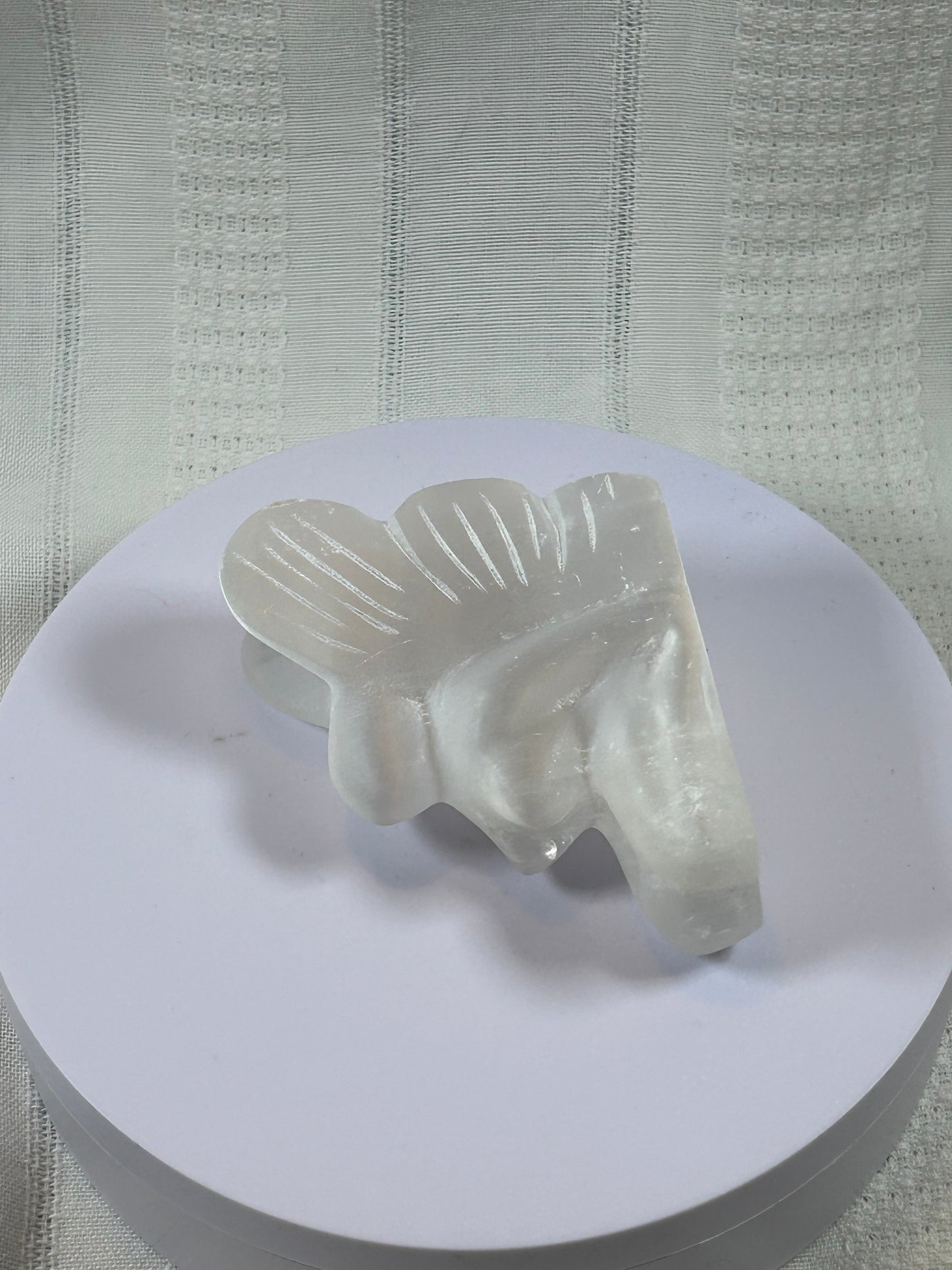 (#201) - SATIN SELENITE ANGEL CARVING - NEW