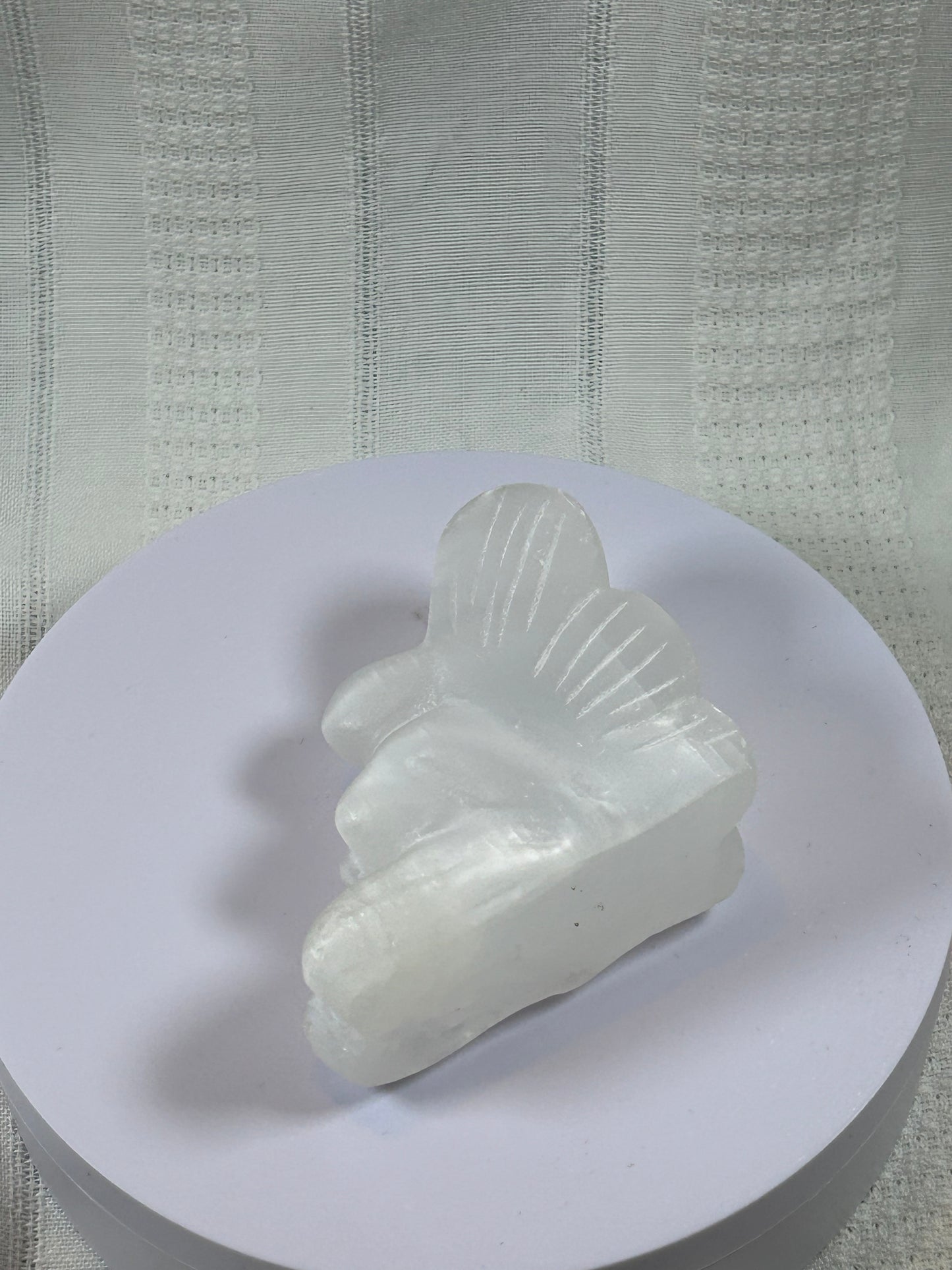 (#201) - SATIN SELENITE ANGEL CARVING - NEW