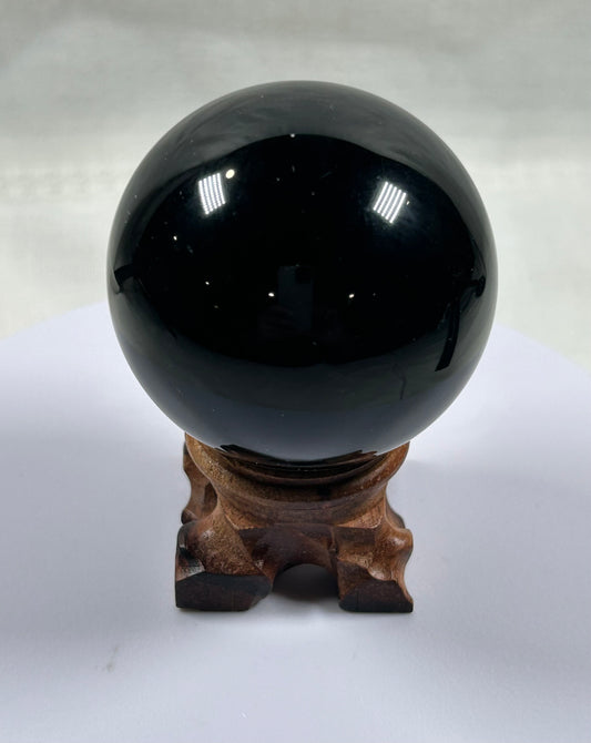 (#425) - Silver Obsidian Sphere - New