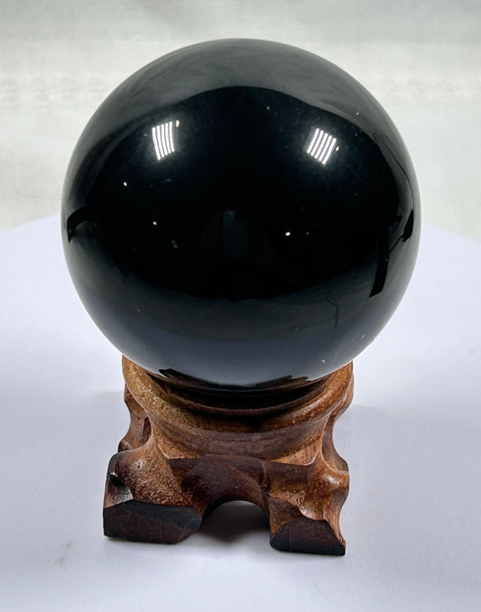 (#426) - Silver Obsidian Sphere - New