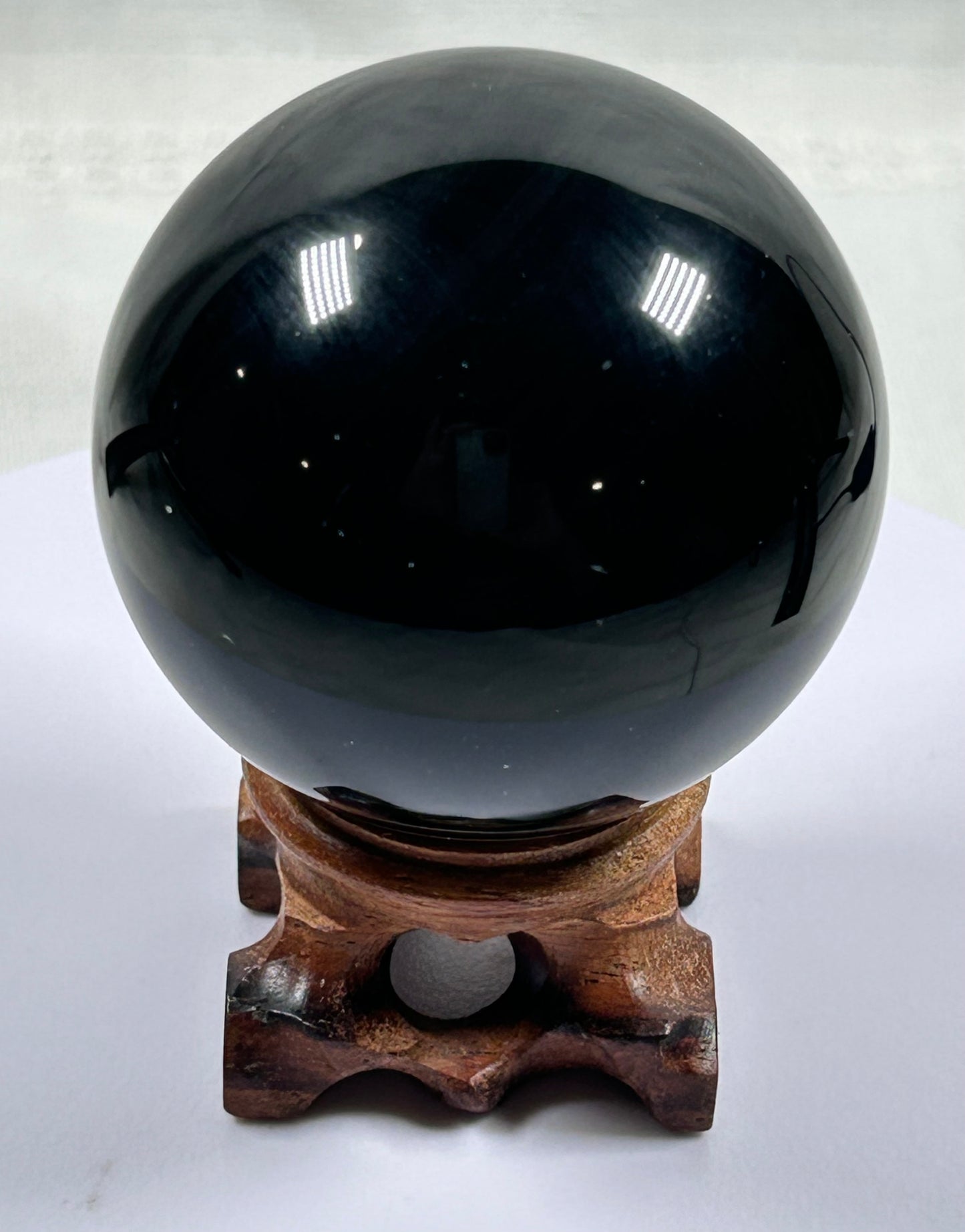 (#424) - Silver Obsidian Sphere  - New