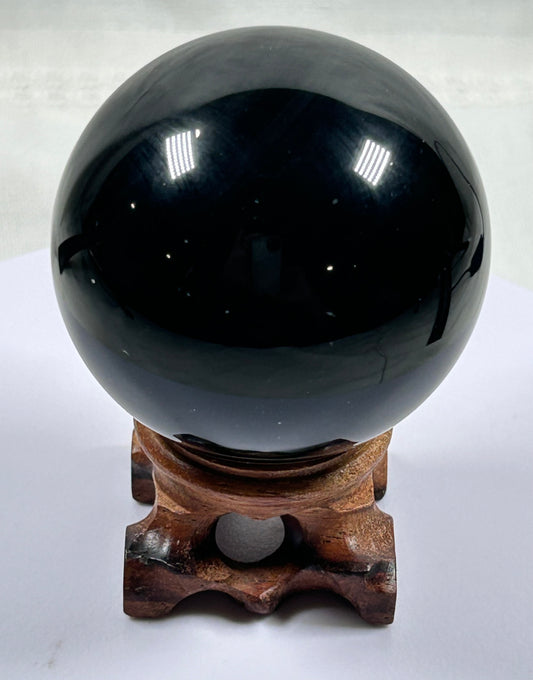 (#424) - Silver Obsidian Sphere  - New