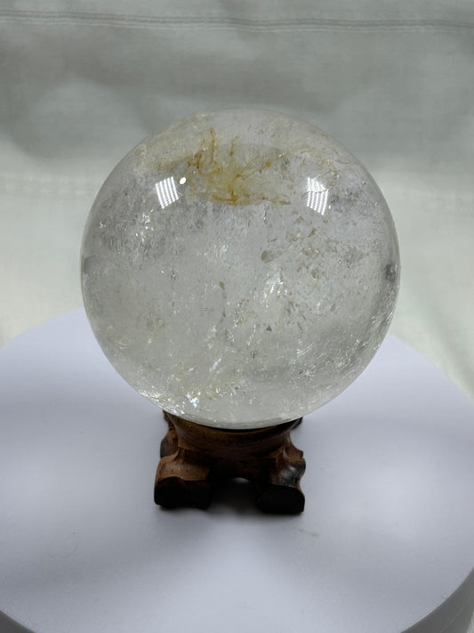 (#359) - Clear Quartz with Iron Inclusions Sphere - New