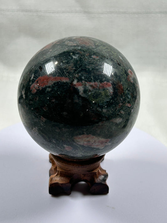 (#334) - Red Snowflake Obsidian Sphere - New