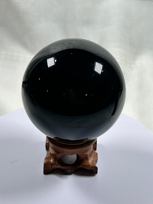 (#230) - Silver Obsidian Sphere - New