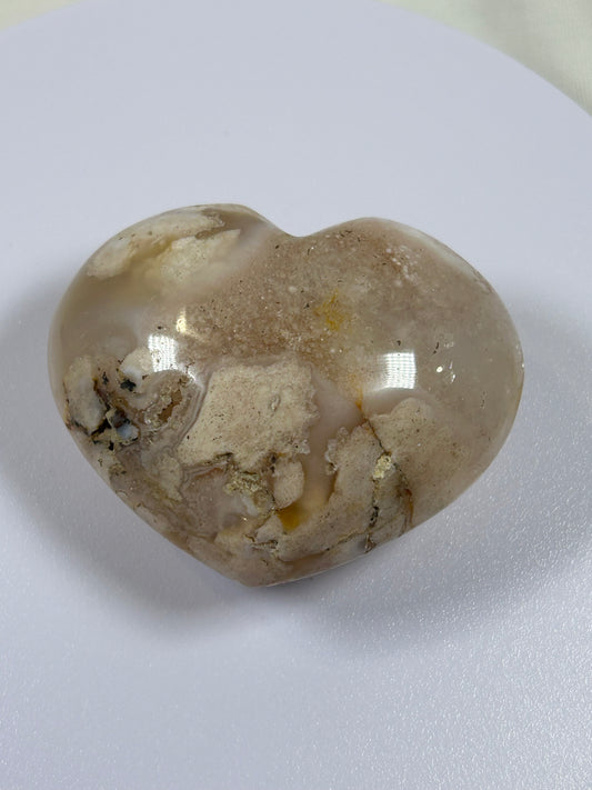 (#855) - Flower Agate Heart - New