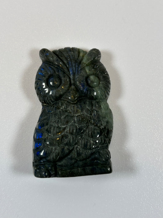 (#7) - LABRADORITE OWL CARVING - NEW