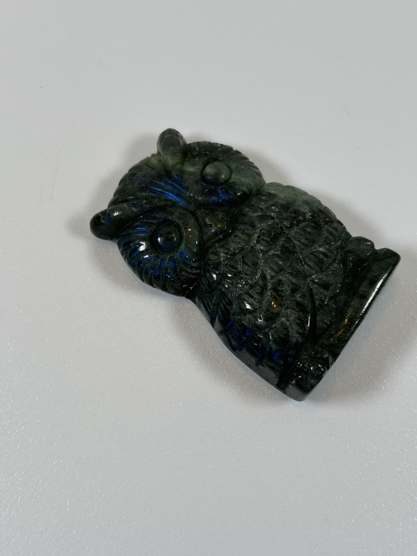 (#7) - LABRADORITE OWL CARVING - NEW