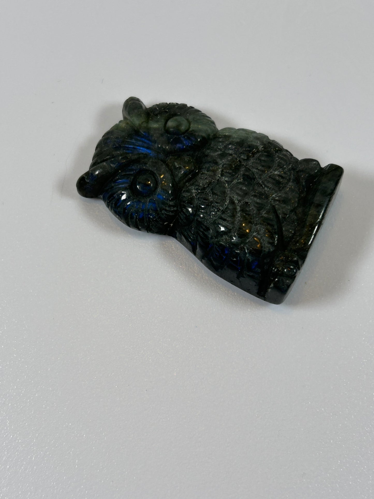 (#7) - LABRADORITE OWL CARVING - NEW