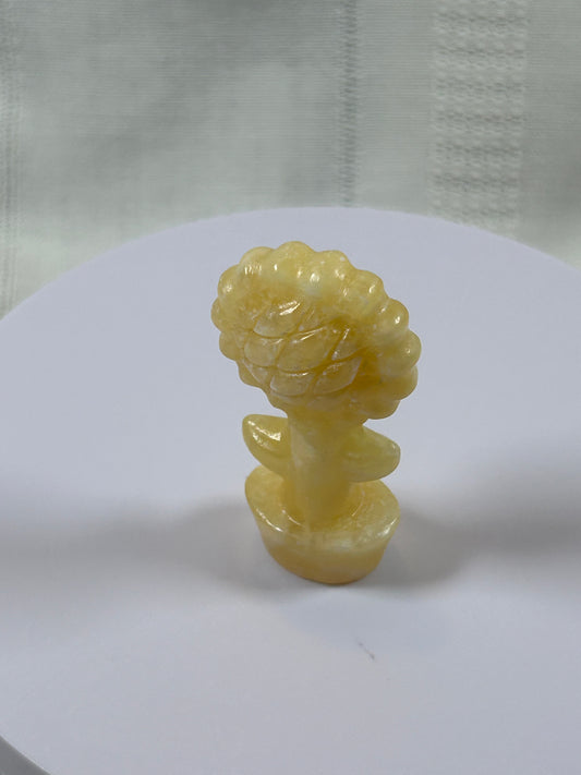 (#11) - CALCITE SUNFLOWER CARVING - NEW