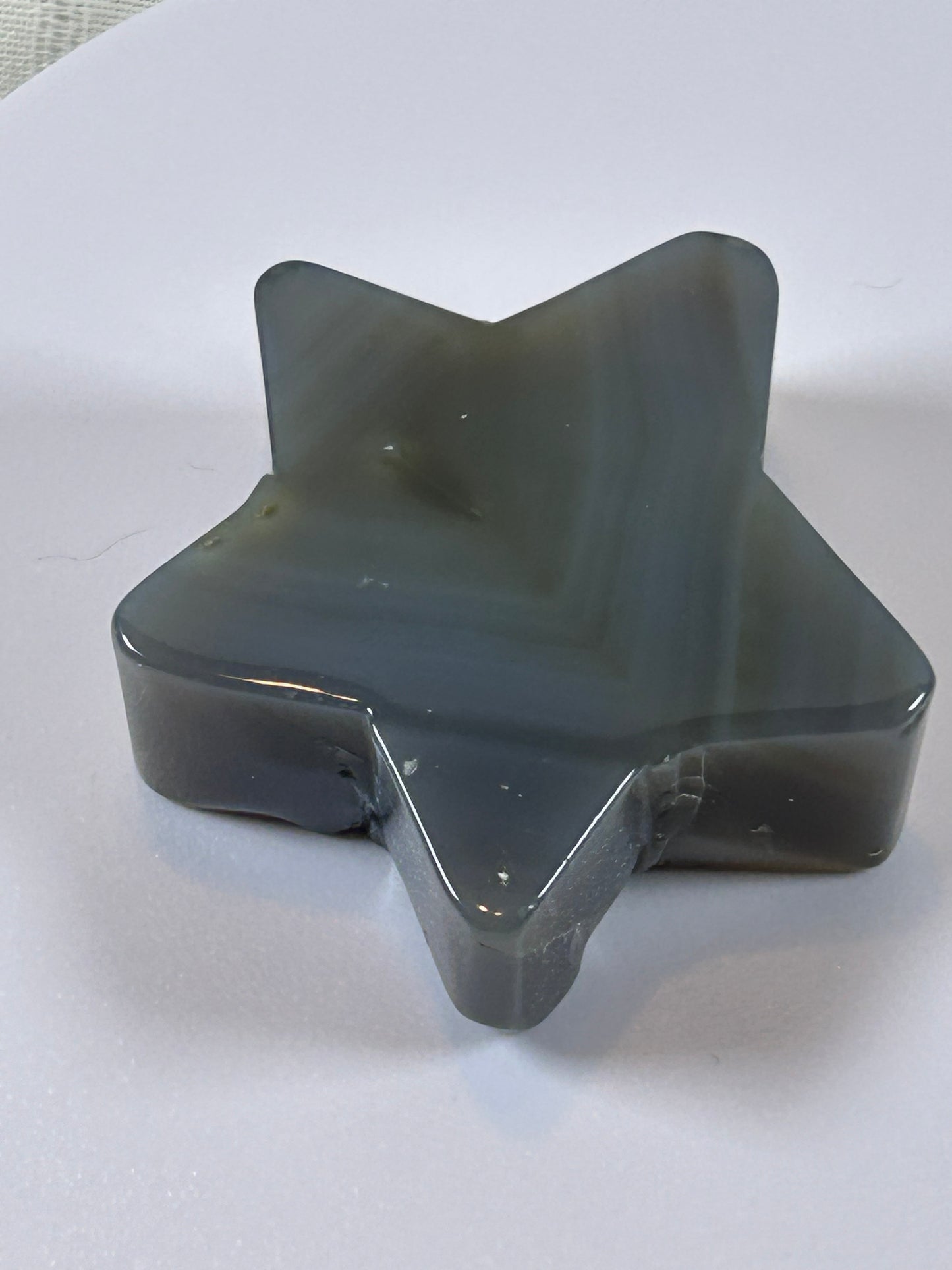 (#4) - AGATE GRAY STAR CARVING - NEW