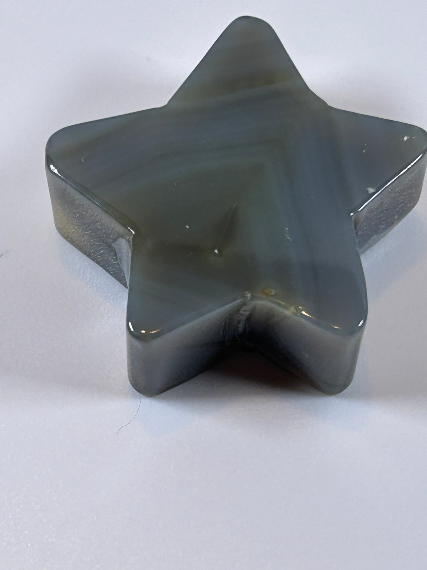(#4) - AGATE GRAY STAR CARVING - NEW