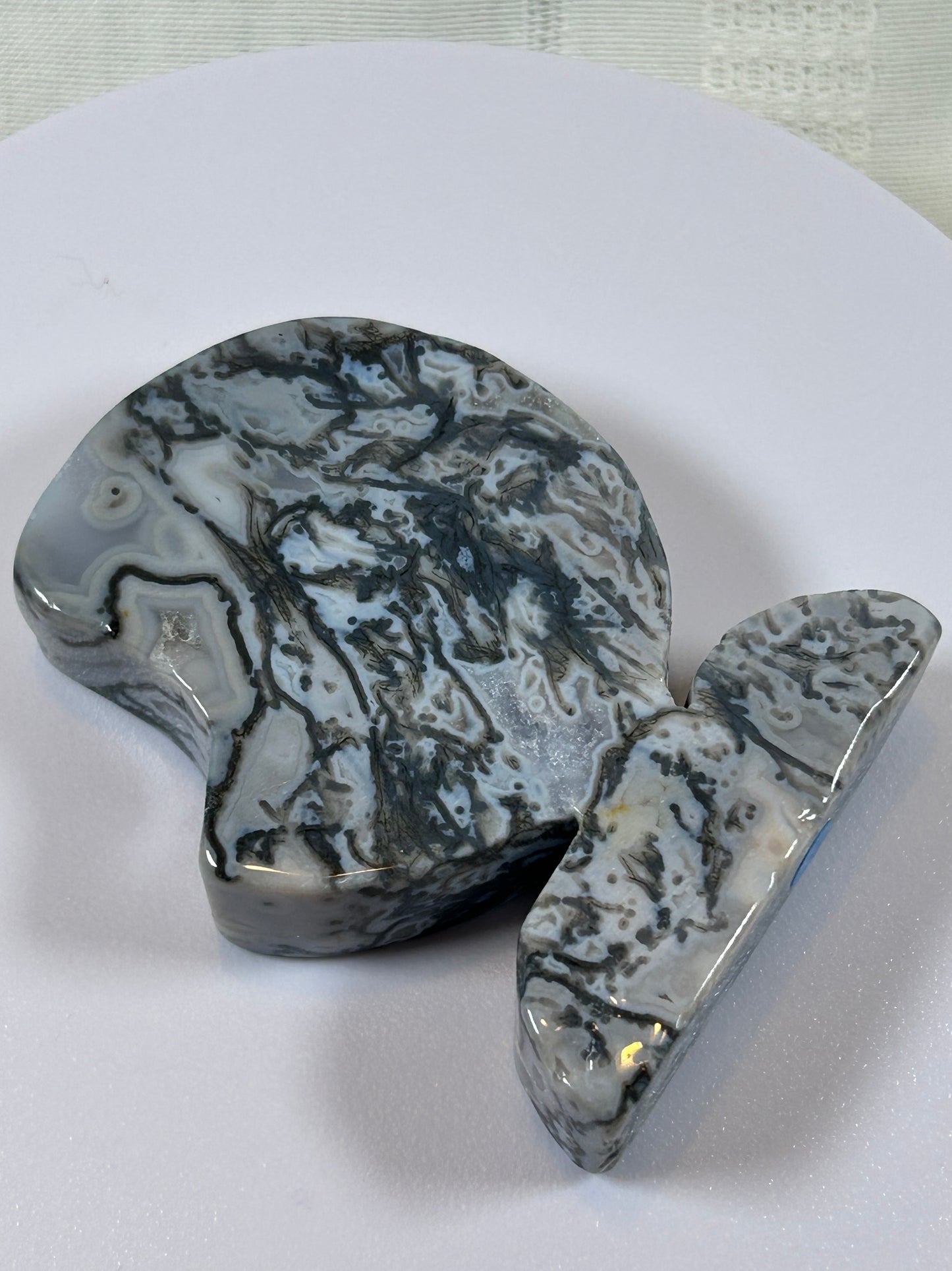 (#6) - OCEAN JASPER 3/4 MOON CARVING - NEW