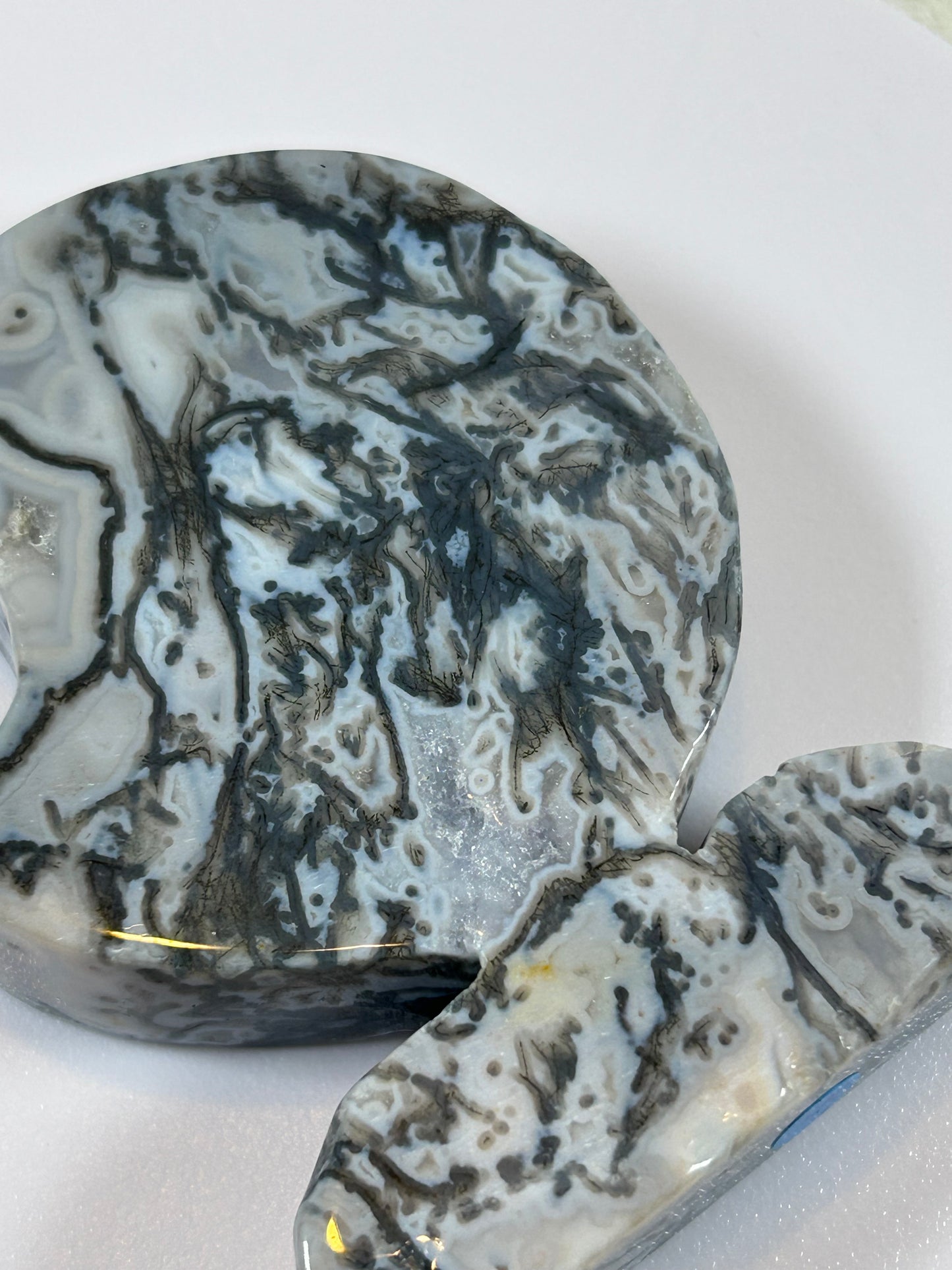 (#6) - OCEAN JASPER 3/4 MOON CARVING - NEW