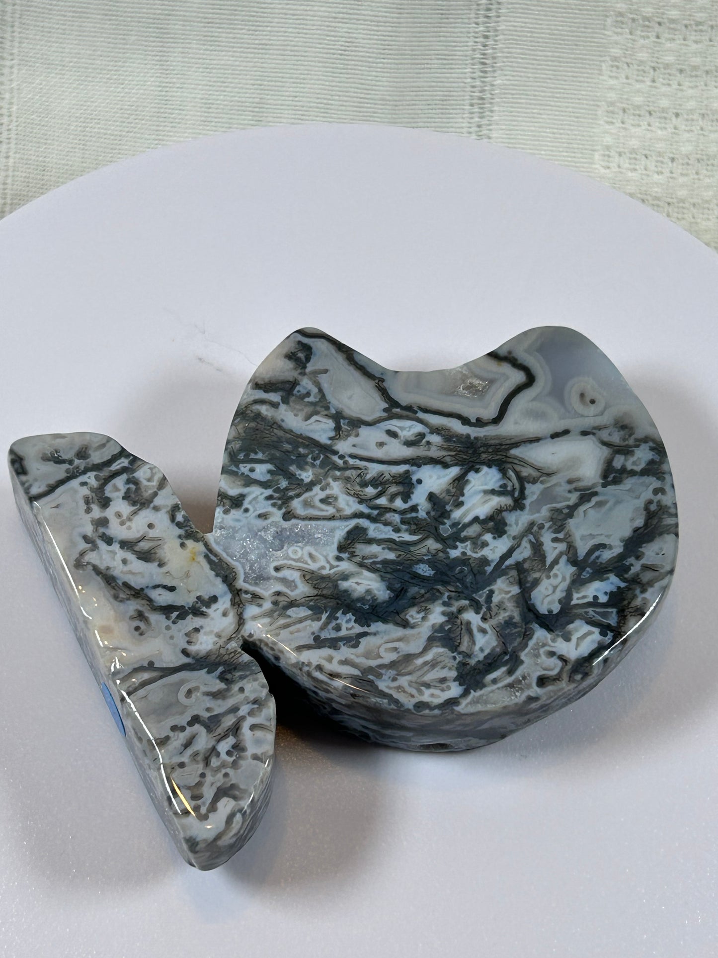 (#6) - OCEAN JASPER 3/4 MOON CARVING - NEW