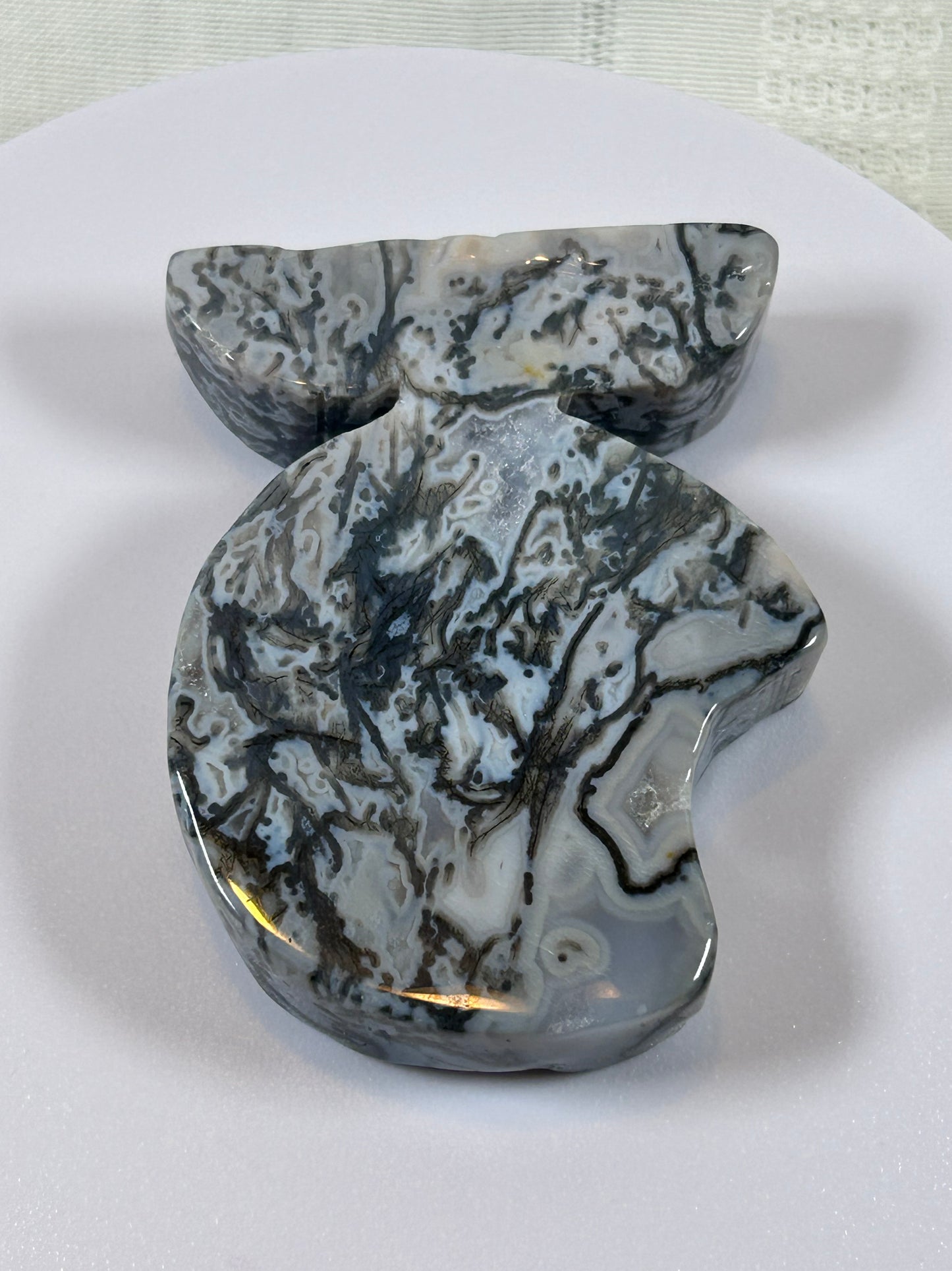 (#6) - OCEAN JASPER 3/4 MOON CARVING - NEW